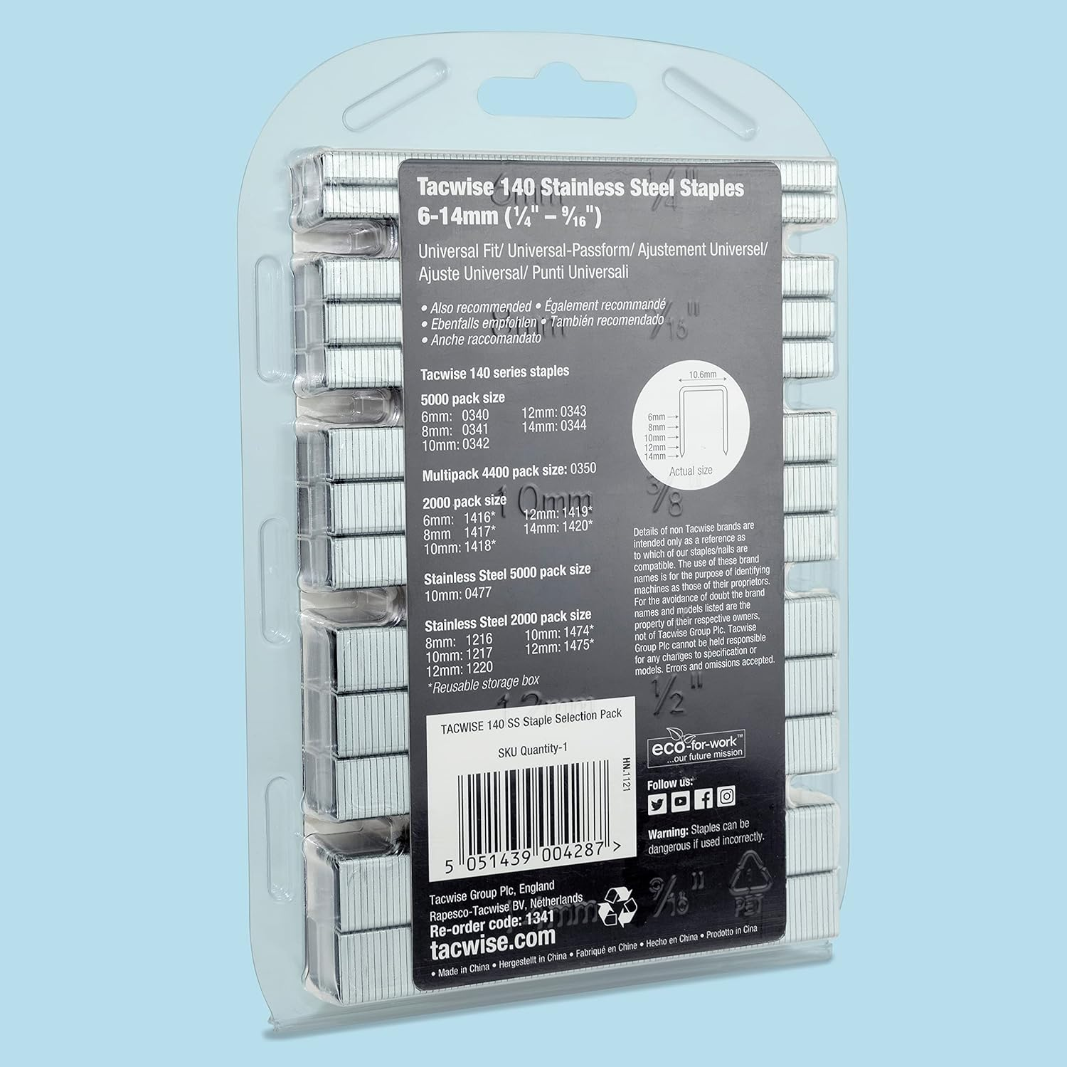 TACWISE 1341 Selection Pack of Type 140/6-14Mm Stainless Steel Staples, Pack of 4400 image number 2