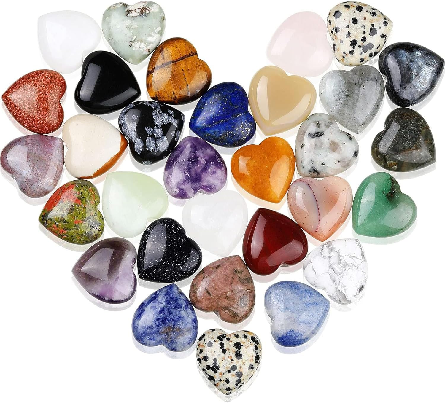 20Pcs Heart Stones, Funcyboo 0.8In Heart Shaped Healing Crystals Meditation Stone Love Crystal Stones for Women Mothers Day Valentines Day Anxiety Relieve Meditation Love Gift(Random Color) image number 3