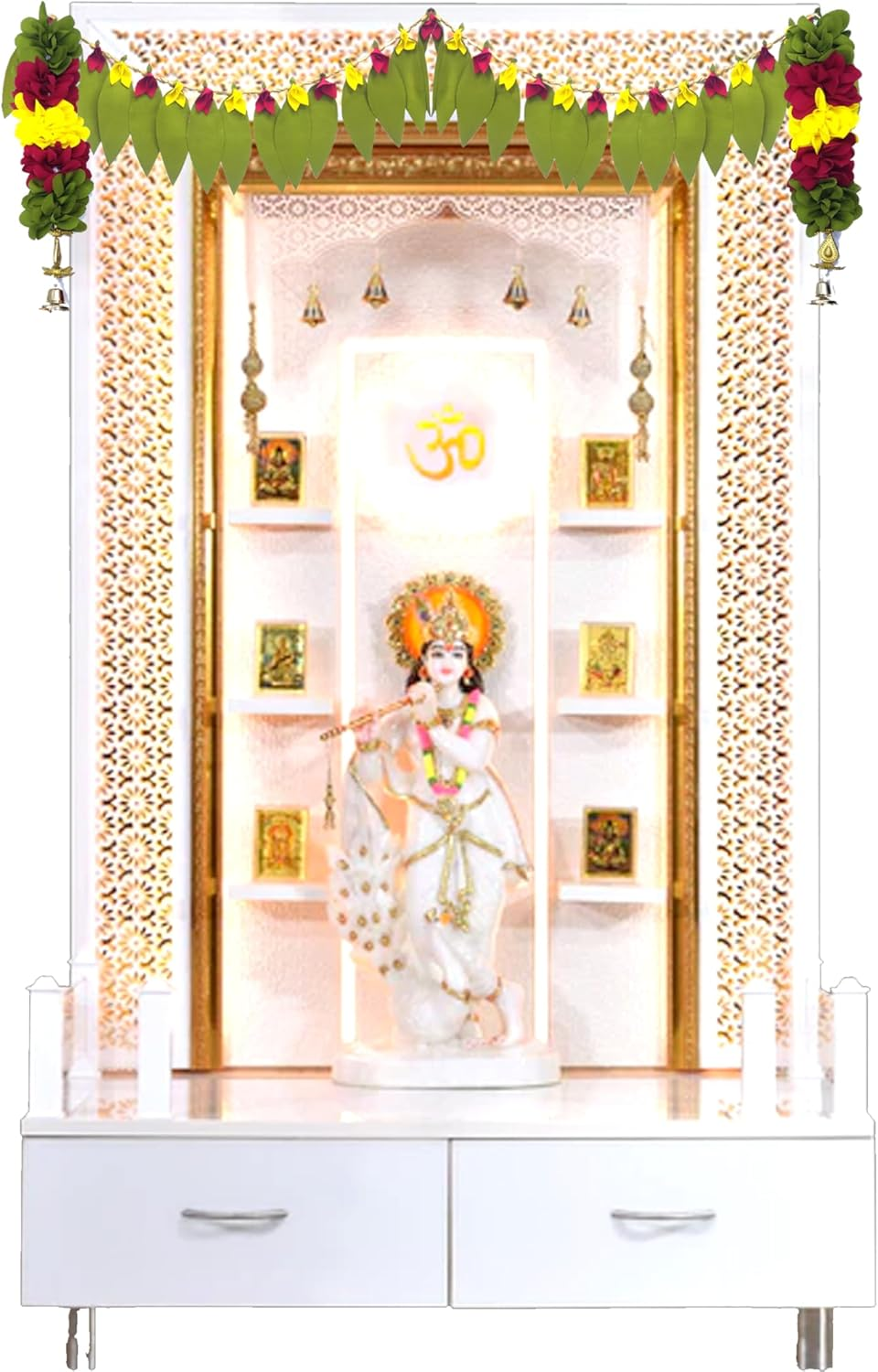 Handicraft Storeroom Artificial Flower Garland Toran for Door Entrance, Home Decoration, Indian Decor for Pooja,Wedding,Event, Diwali, Chrismus (Leaf Toran 38 Inch 2 Hanging 9 Inch), Green