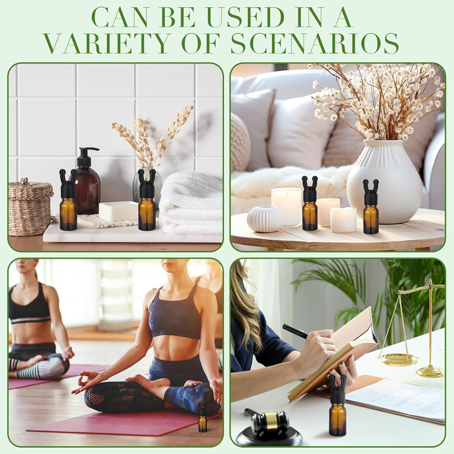 Chunful 2 Pack Essential Oil Inhaler Leakproof Double Hole Aroma Nasal Inhaler Inhaling Cap Mini Perfume Dispenser Bottle for Enhances Aromatherapy Inhalant Adults(Black) - Brown image number 4