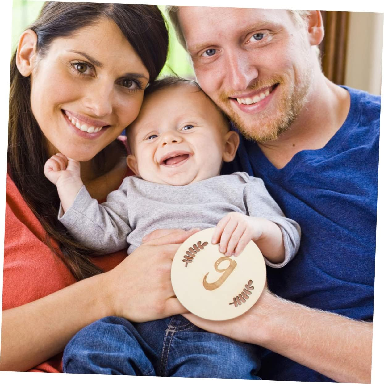 Yardwe 36 Pcs Milestone Cards Wooden Month Number Photography Props Birthday Commemorate Newborn Growth Keepsake Gift Leaves Design image number 3