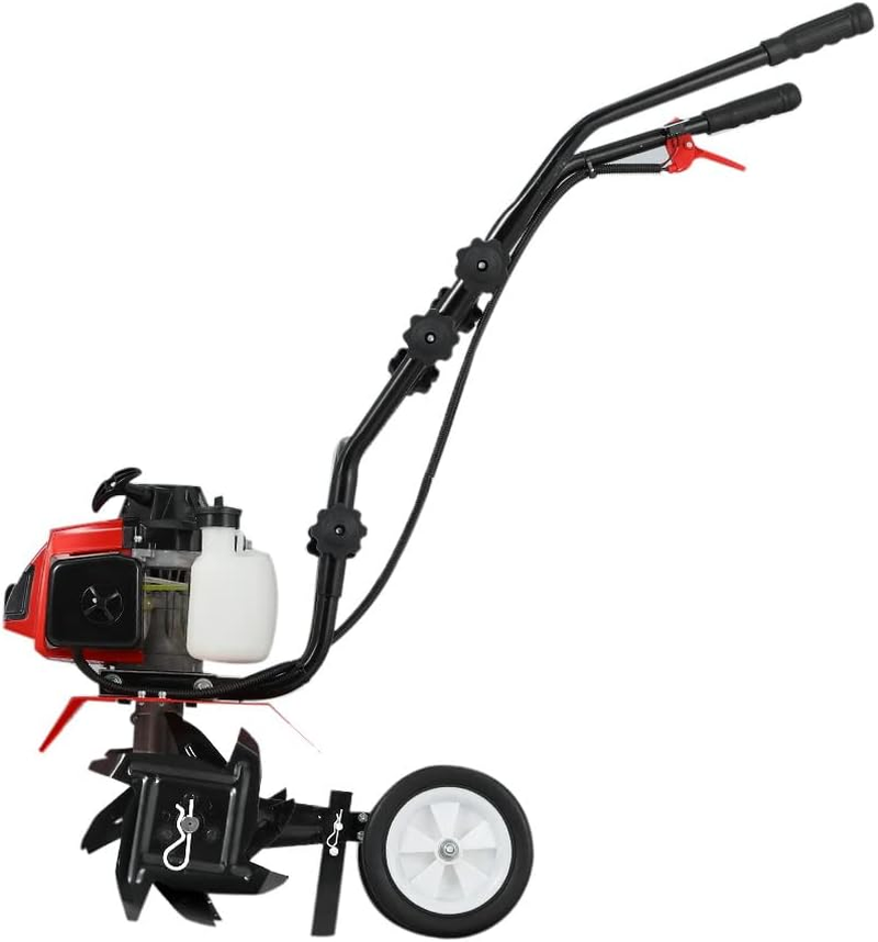 Giantz Tiller Cultivator, 88CC Garden Electric Lawn Scarifier Rotary Tillers Soil Rake Digger Outdoor Gardening Tool, 10000RPM 4 Blades Foldable Adjustable Tilling Depth Red