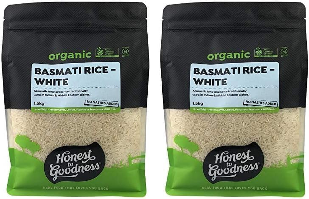 Honest to Goodness, Organic Basmati Rice, White, 1.5 Kg - Known for Its Long-Grain Structure and Distinct Aroma. Experience the Culinary Versatility. image number 1
