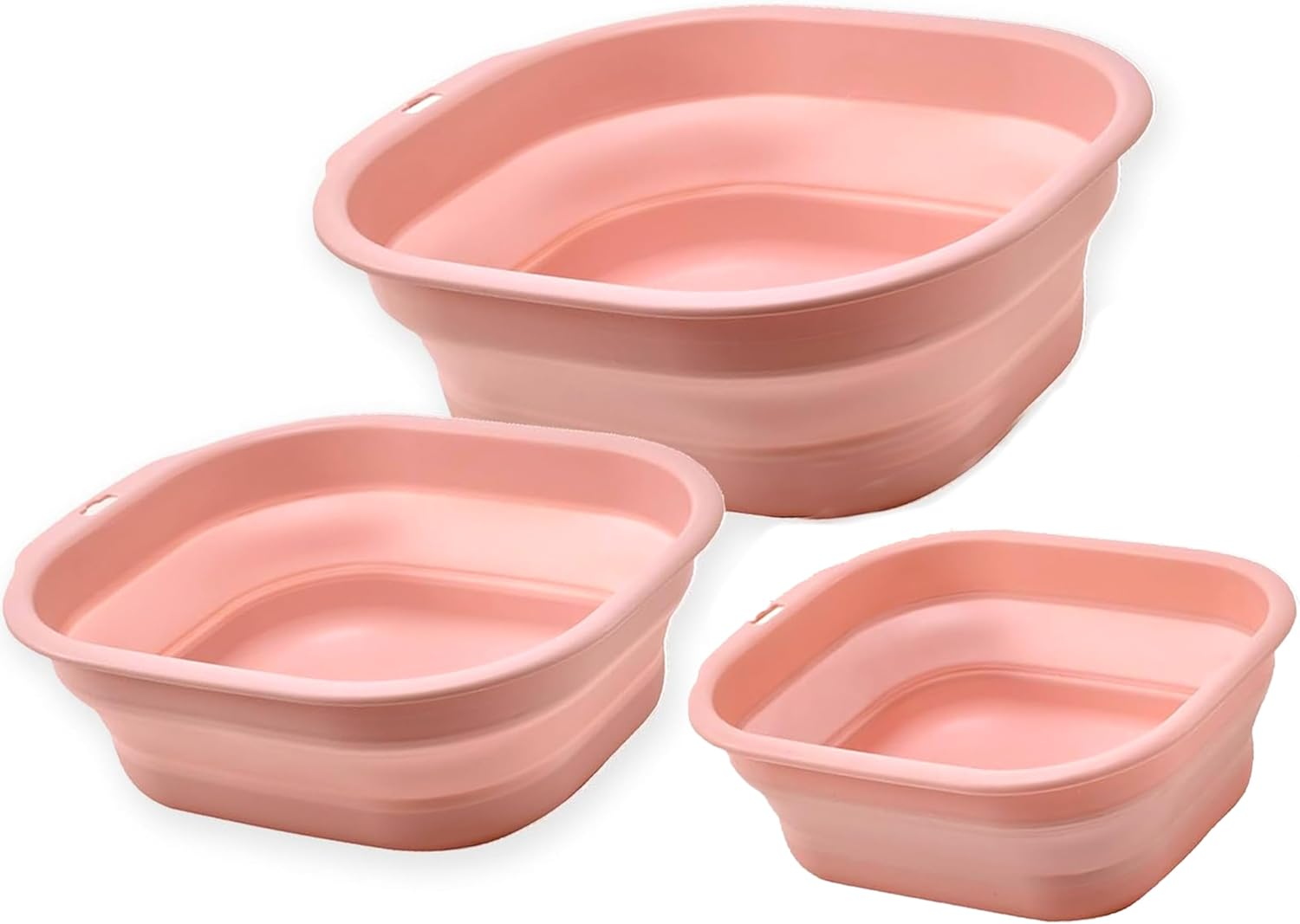 Collapsible Wash Basin Set, Portable Laundry Tub, 3-Pack, Foldable Design (Green)