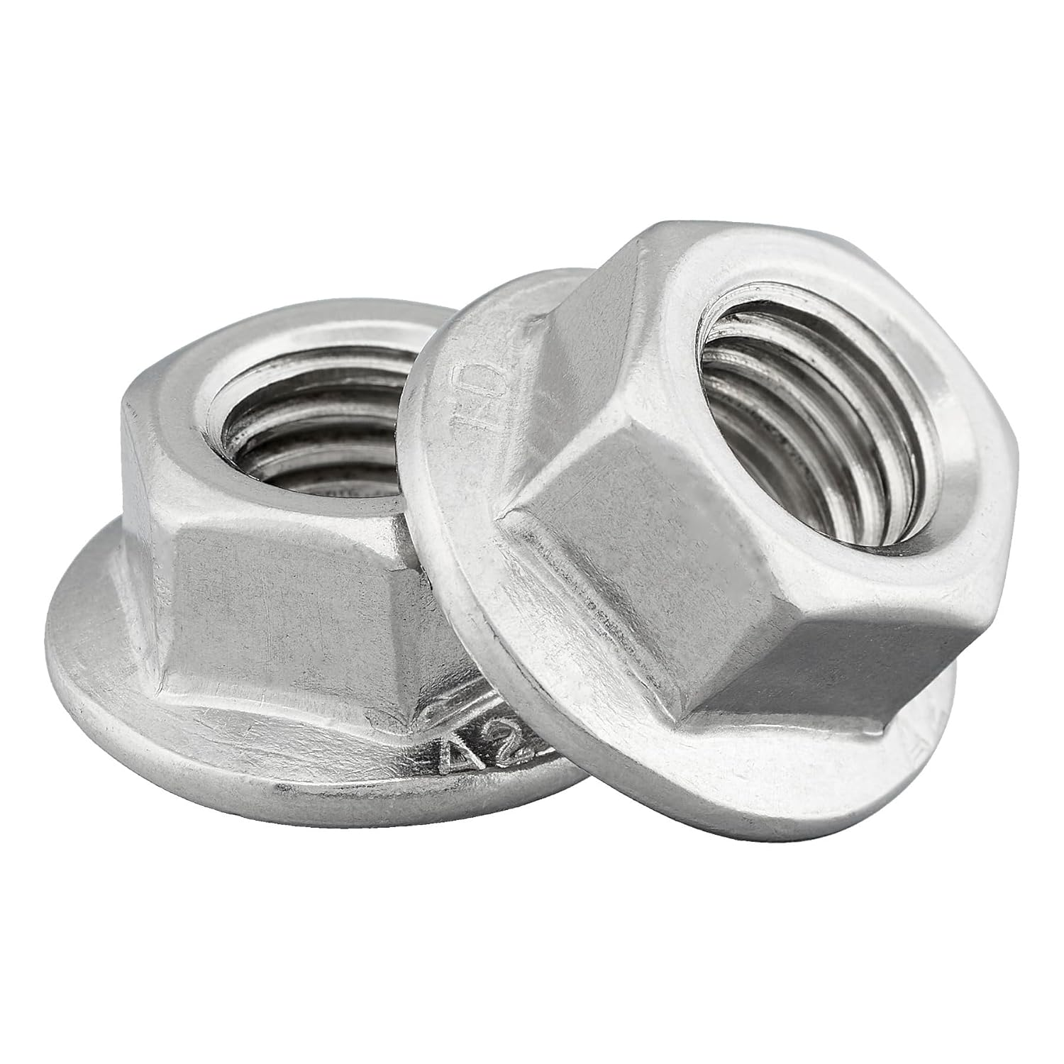 Flange Nut with Locking Toothing According to DIN 6923 / A2 Stainless Steel V2A / Hex Nut with Flange and Locking Toothing, Folding Nut (Pack of 10, M12) image number 1