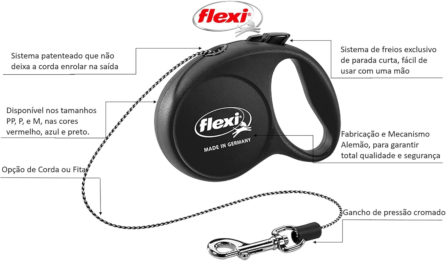 Flexi Fun Retractable Dog Lead, Black, 3M Cord, Extra Small, for Dogs under 8Kg image number 3