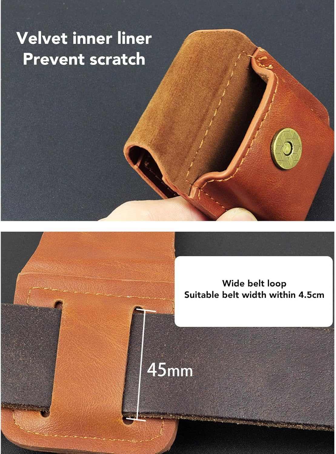 PU Leather Lighter Pouch, Protective Lighter PU Holder, Lighter Waist Case, Lighter Cover Storage Sleeve with Pocket Belt, anti Scratch for Outdoor image number 1