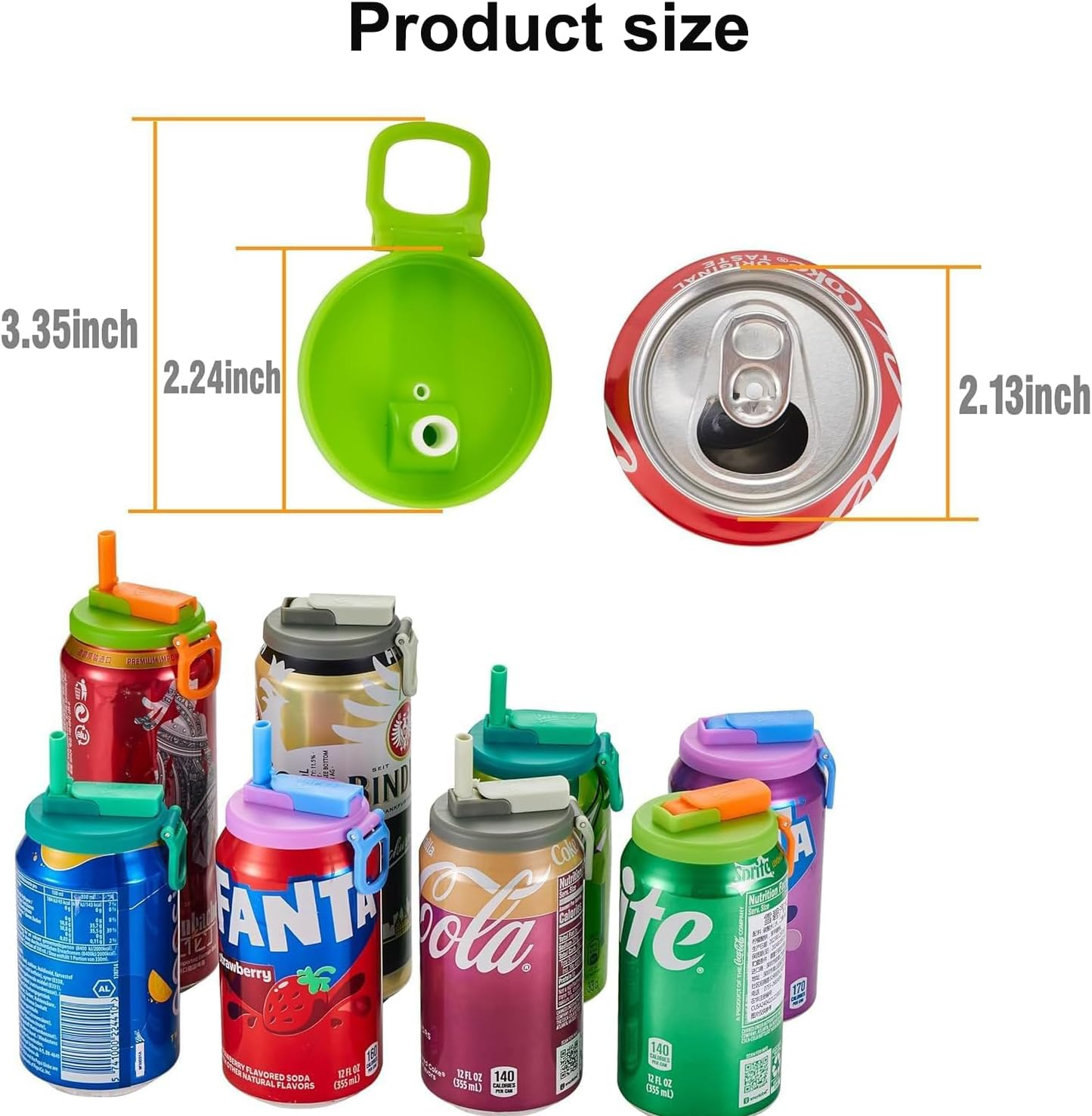 Roczential 4 Pcs Can Covers for Soda, 4 Color Soda Can Lids, Silicone Straws Soda ​Can Covers, Bpa-Free Reusable for Fits Standard for Canned Beverage, Beer,Juice,Seltzer, Hot Holiday Party Supplies image number 4