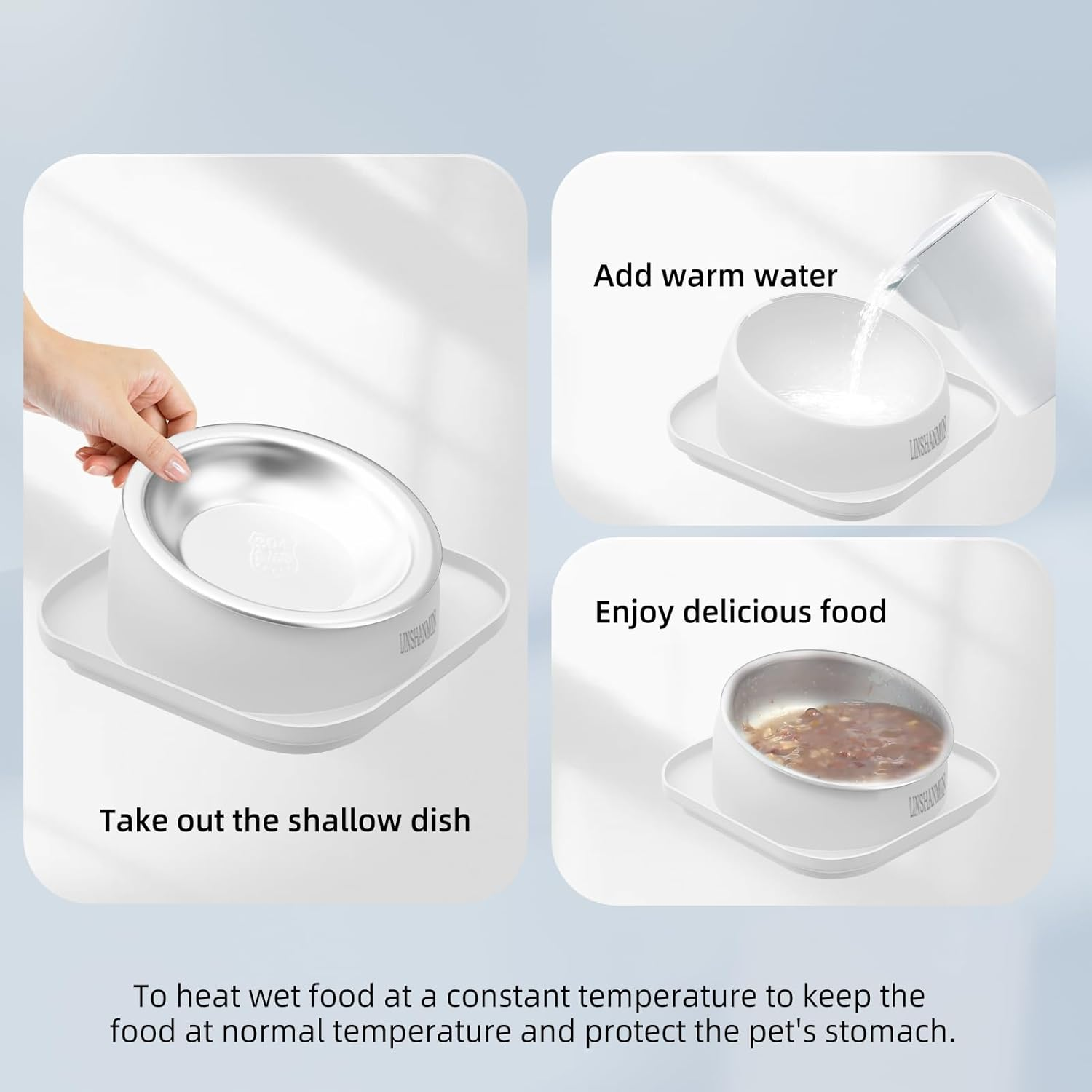 LINSHANMIN Cat Bowls Elevated Tilted Whisker Friendly, Cat Food Bowls for Indoor Cats, Shallow Cat Food Dishes Stainless Steel, Slanted Flat Plastic Feeder Elevated Angled Design.(White) - Orange image number 3