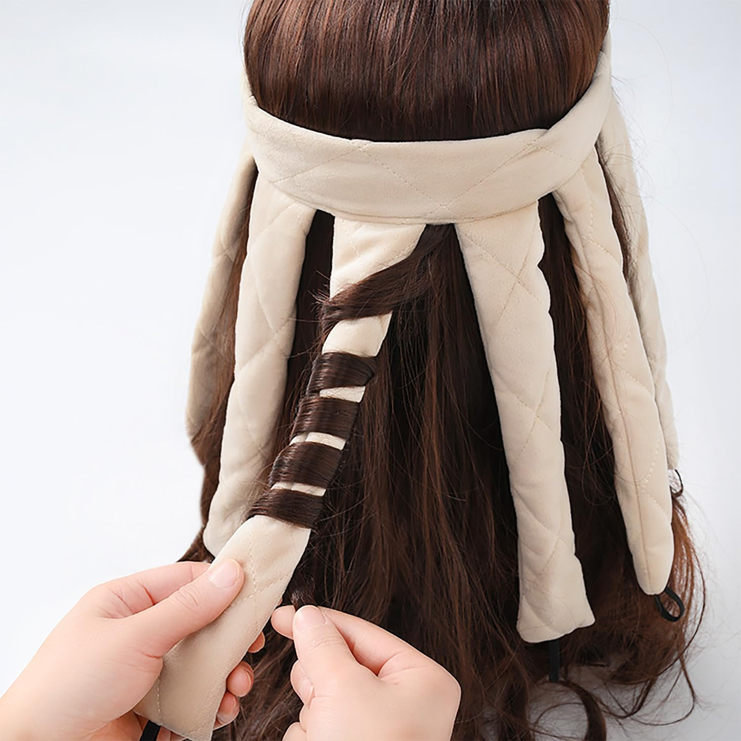 Smaoqingji Octopus Heatless Curls Curlers Headband - 1 Piece, Beige, Heat-Free Curler Overnight, Suitable for Wet and Dry Hair, Long and Short Hair, at Home and on the Go image number 2