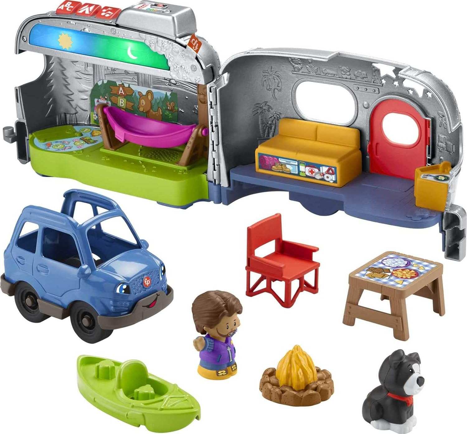 Little People Toddler Playset Light-Up Learning Camper Toy with Smart Stages, Figures & Accessories for Ages 1+ Years image number 5