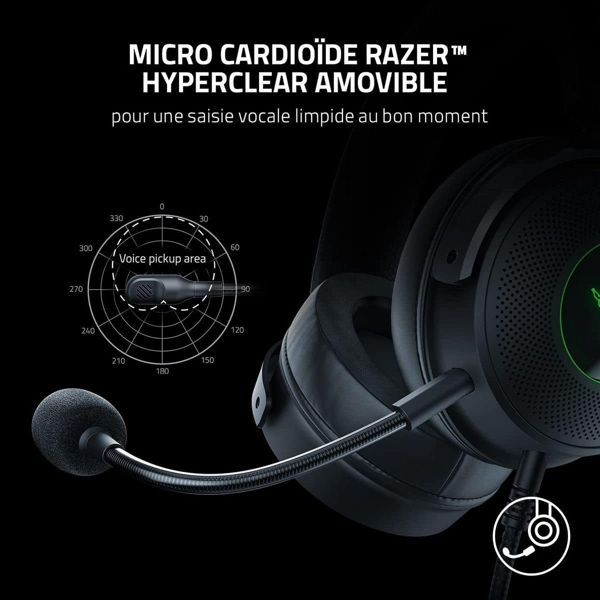 Razer Kraken V3 Wired USB Gaming Headset, Black, One Size image number 3