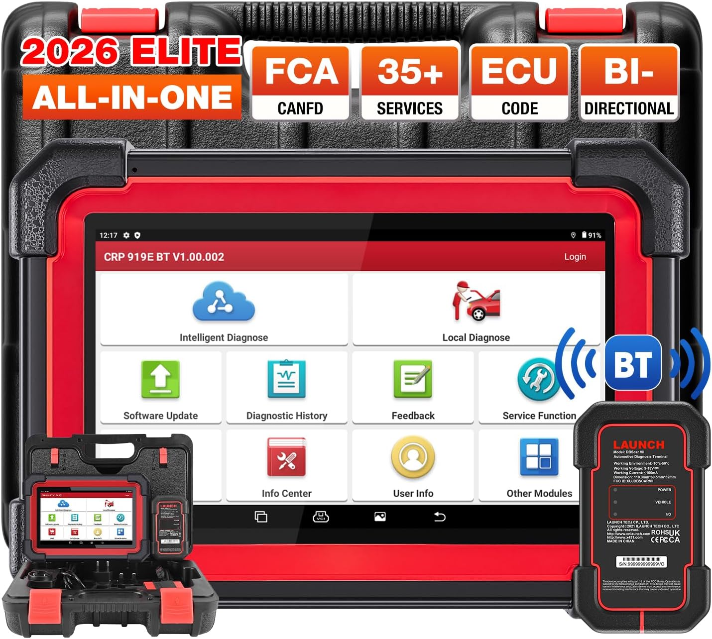 Launch X431 CRP919EBT Bidirectional OBD2 Scanner, 2025 Full System Diagnostic Scan Tool,35+ Services,Ecu Coding,Active Test,Canfd&Doip, FCA Autoauth,V.A.G Guided,Upgraded of CRP919E image number 6