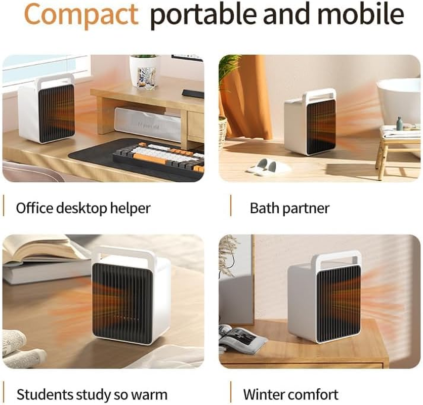Portable Space Heater Small Space Heaters for Indoor Use,Mini Heater for Office Desk 900W Small Heater Fan with Overheat Protection Room Heater with Dumping Shutdown, Safe and Quiet image number 6
