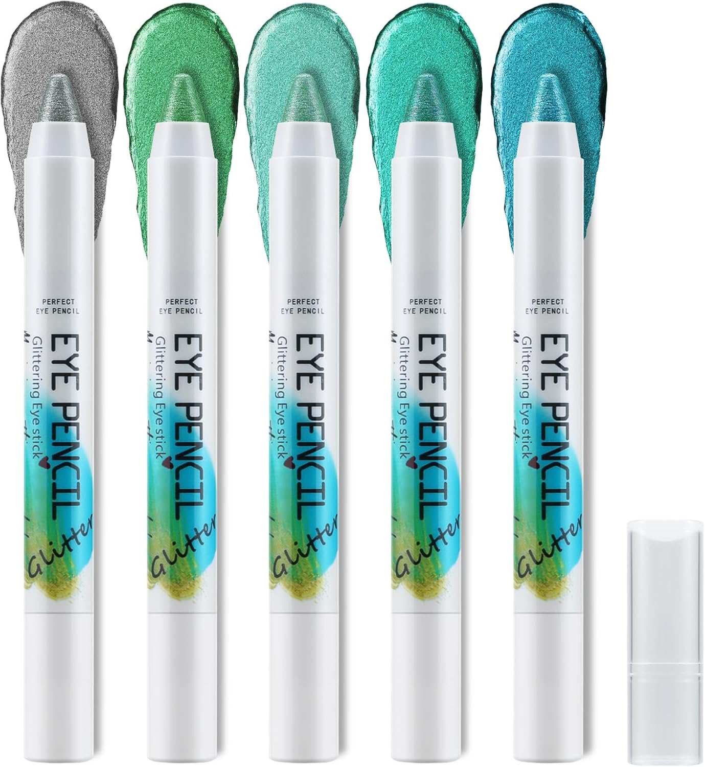 Apooliy 5 Colors Eyeshadow Stick Set,Metallic Shimmer Cream Eye Shadow,Rightener Pencil,Waterproof & Long-Lasting Eyeshadow Pen