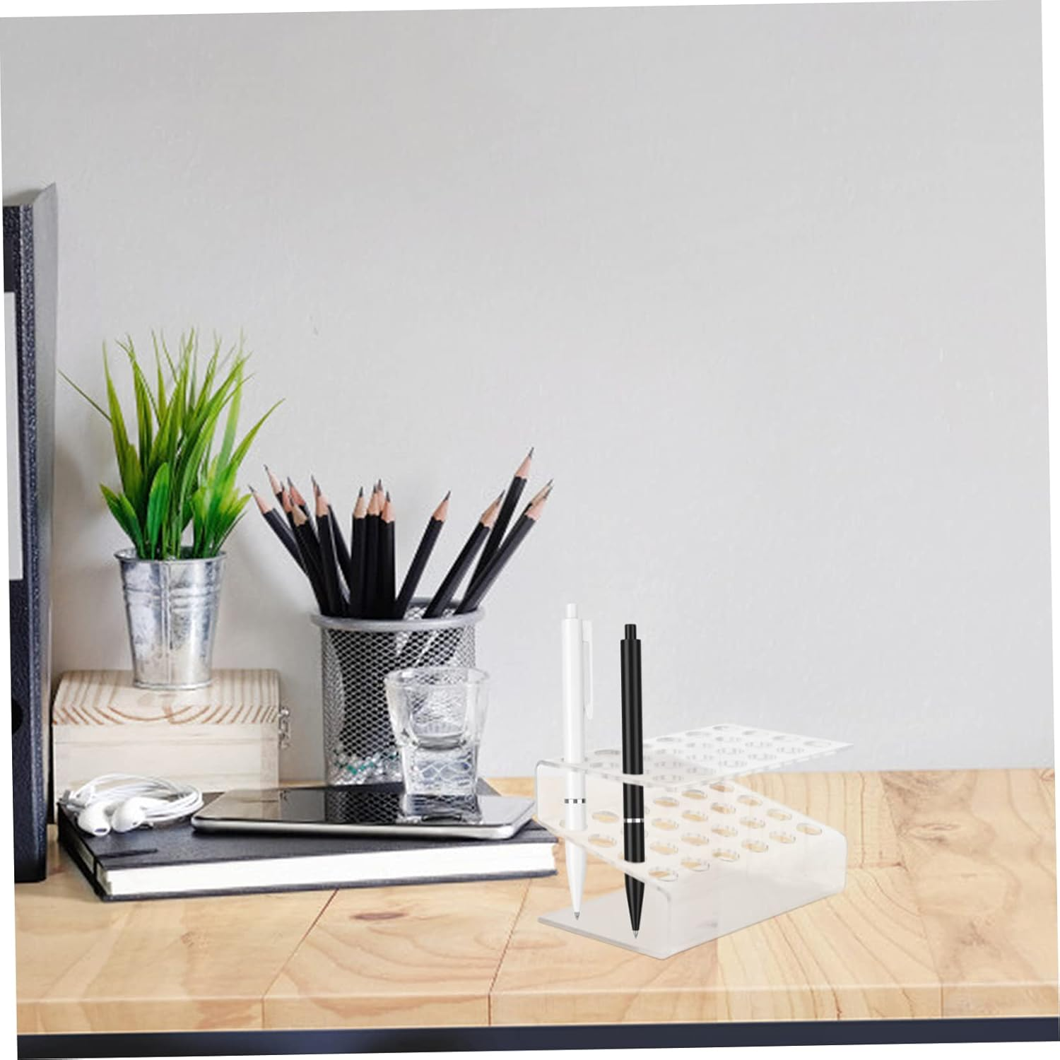 HOMOBABE Clear Acrylic Pen Storage Holder with Desk Stand Organizer for Pencil Display Stylish Multipurpose Pen Cup for Home Office and School Accessories image number 3