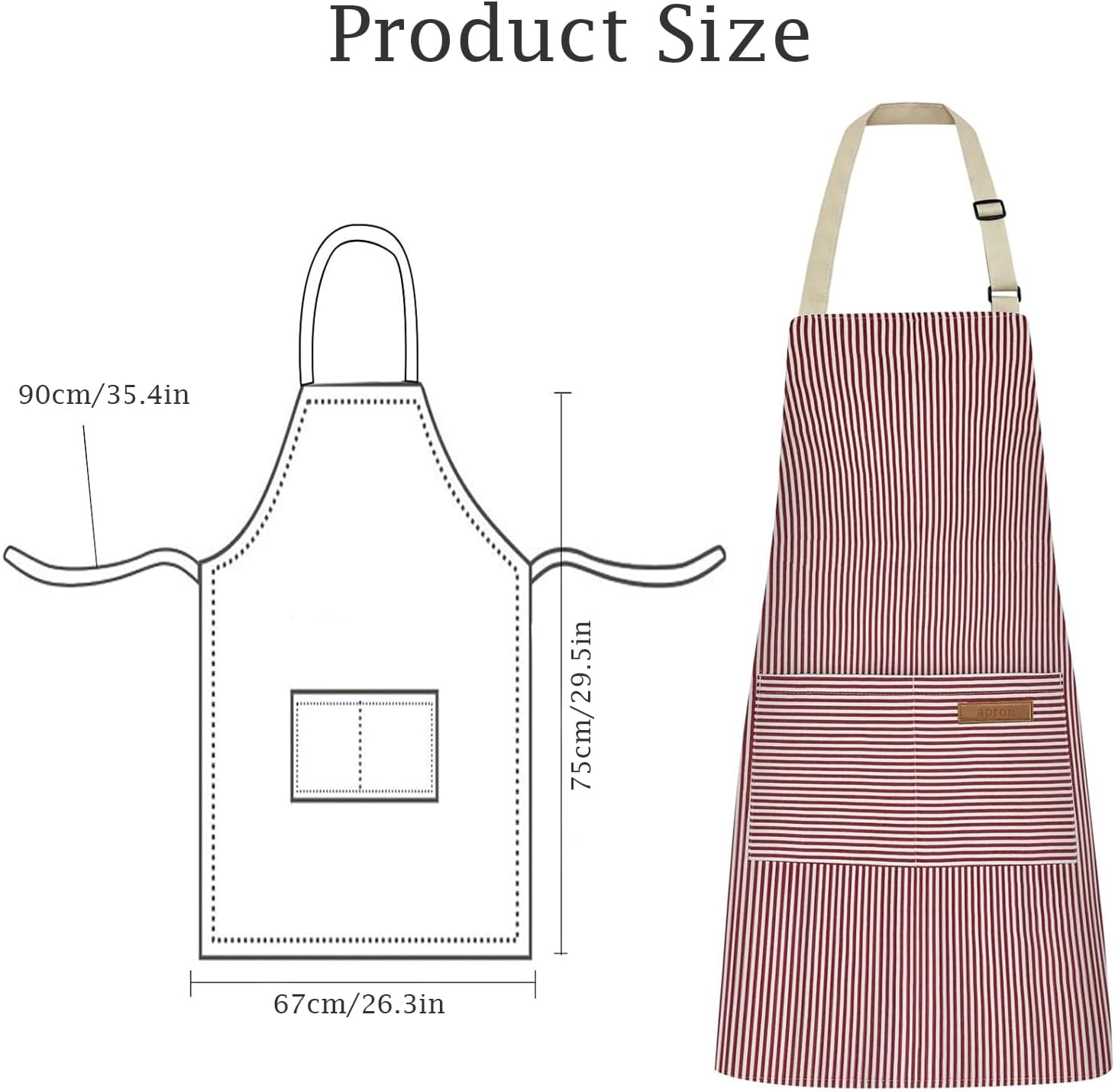 Sihuitu Adjustable Apron Unisex Apron with Pocket Cooking Kitchen Chef Aprons for Women Men Home Kitchen Butchers BBQ Restaurant - Grey image number 2