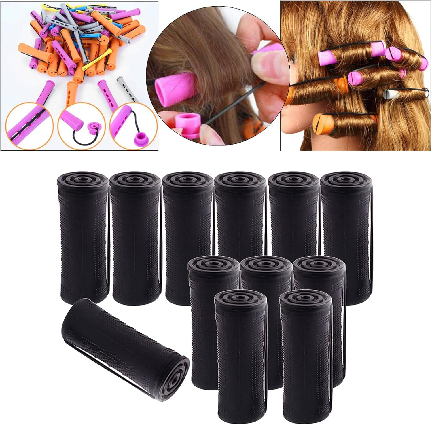 Baosity Cold Wave Perm Rods Curling Hair Long Short Hair Non-Slip Elastic Small Medium Large Size Perming Curlers Kit, with Rubber Band, Women Girls - 12Pcs 3.0M image number 4