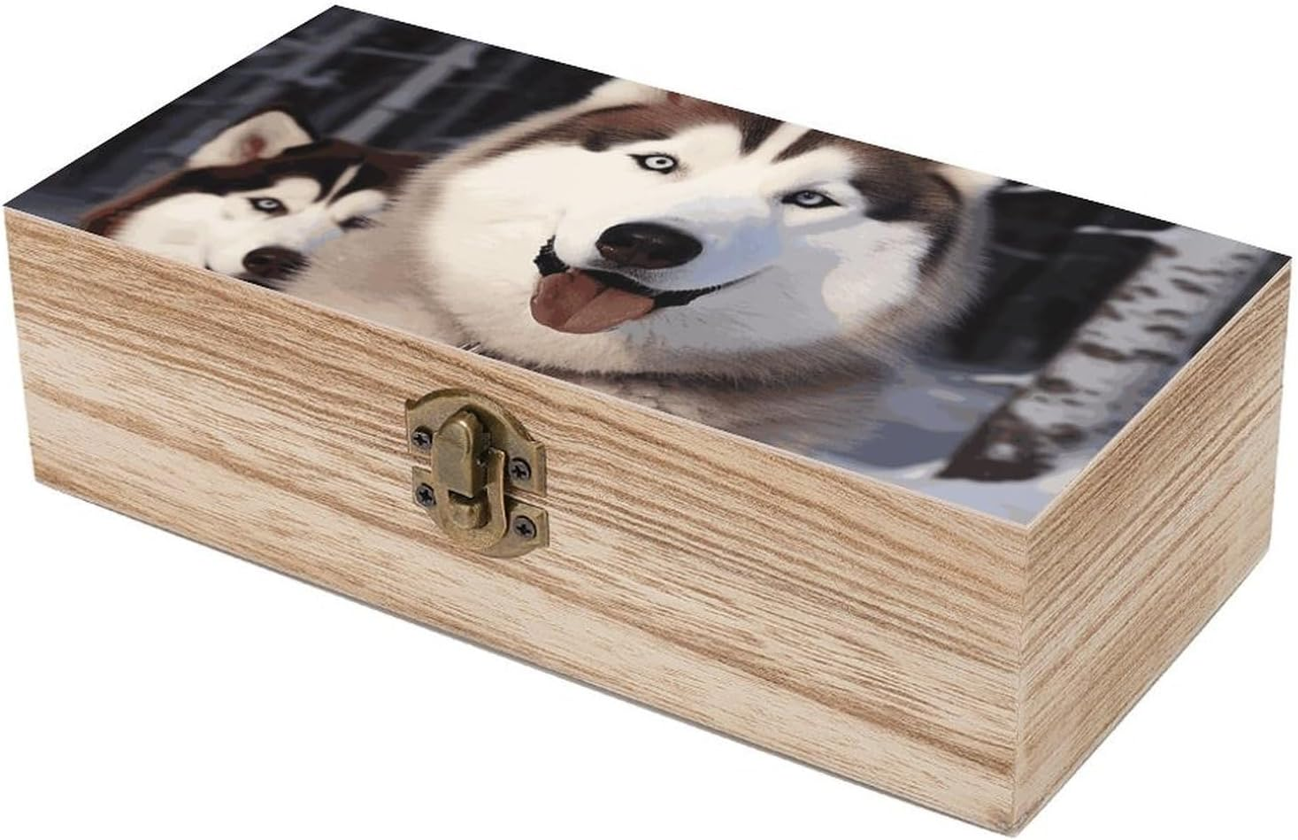 Huskies Wooden Box Wood Wedding Keepsake Boxes with Lids Small Decorative Boxes Lightweight Wooden Memory Storage Box for Crafts Keepsakes Jewelry Photo Letter Storage