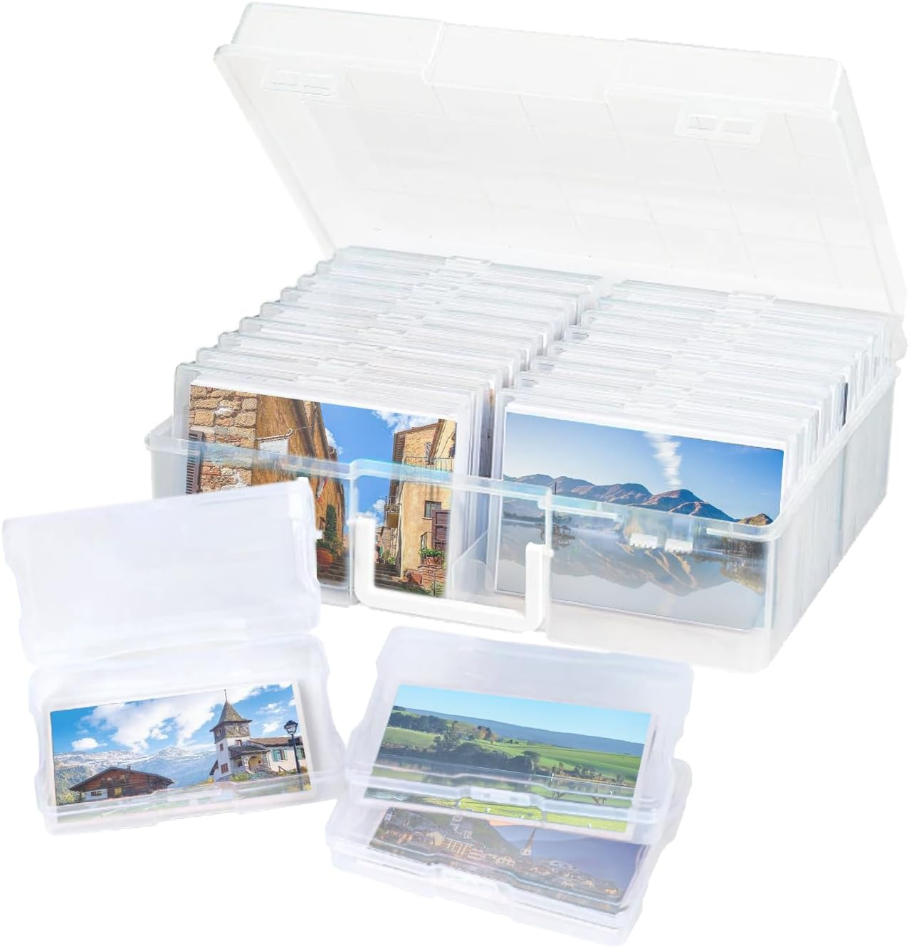 Photo Storage Box 16 Inner Photo Keeper Can Store 4" X 6" Photos Protection and Organization Cards Pictures Stamps Office Supplies Clear Photo Storage Box image number 2
