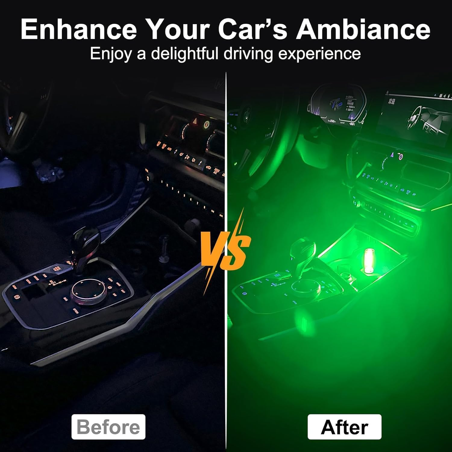 2 PCS Car USB Night Light Bulb, Touch Dimmable Car Interior Ambient Lights, Portable Mini USB Retro Glass Bottle Lamp Decorations for Vehicle, Bedroom, Hallway, Camping(Green)