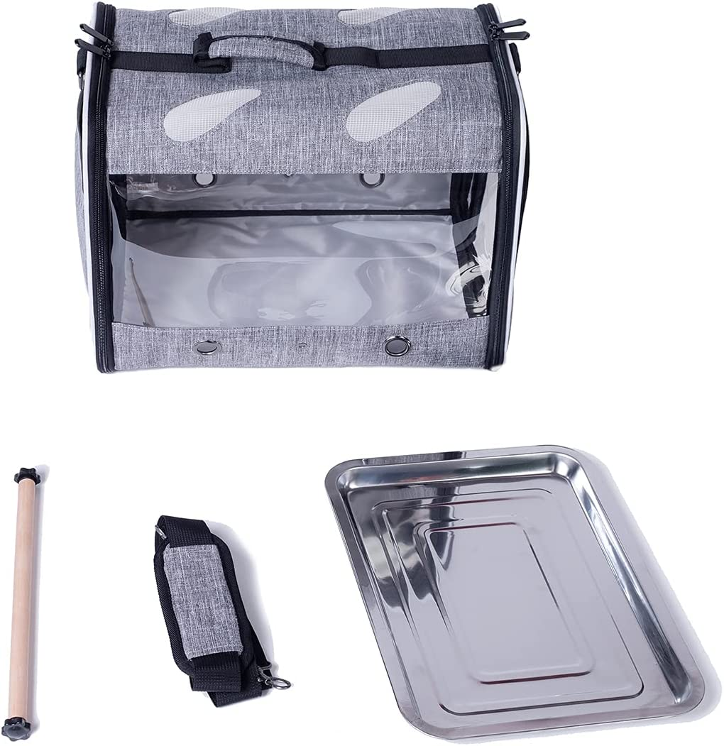 Bird Carrier with Stand Perch, Breathable Bird Travel Cage Parrot Carrier for Hiking, Airline Approved image number 1