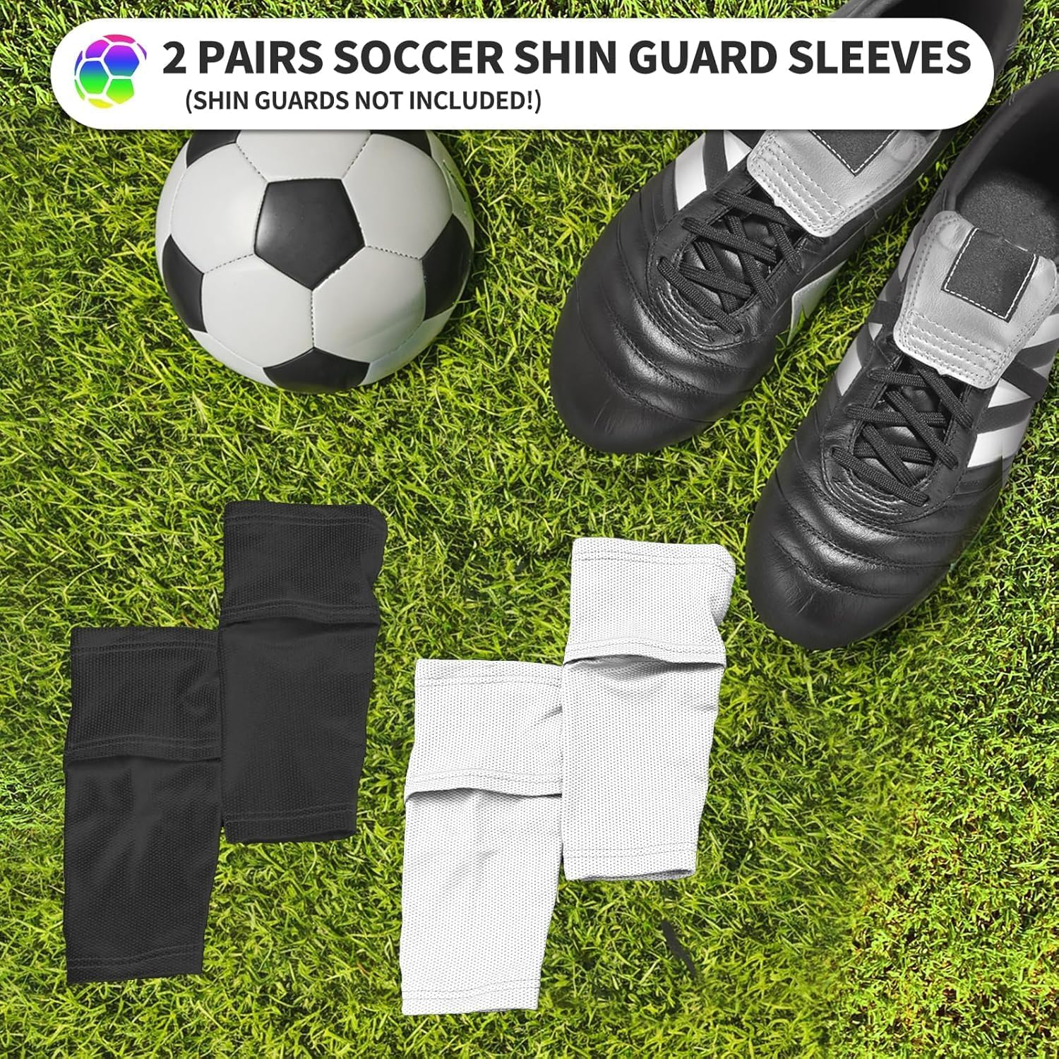 2 Pairs Kids Youth Soccer Shin Guard Sleeves with Optimized Insert Pocket, Shin Pad Compression Sleeves for 3-15 Years Old Boys Girls Child Teens for Soccer Sport image number 4