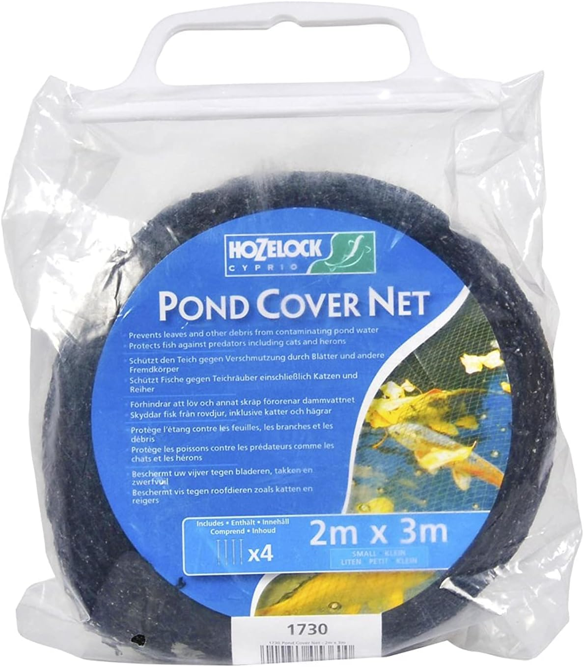 HOZELOCK - Pond Protection Net 3 X 4 M : Ideal for Protecting the Pond from Leaves, Large Debris and Predators: Supplied with 4 Stakes [1731 0000], Black image number 2