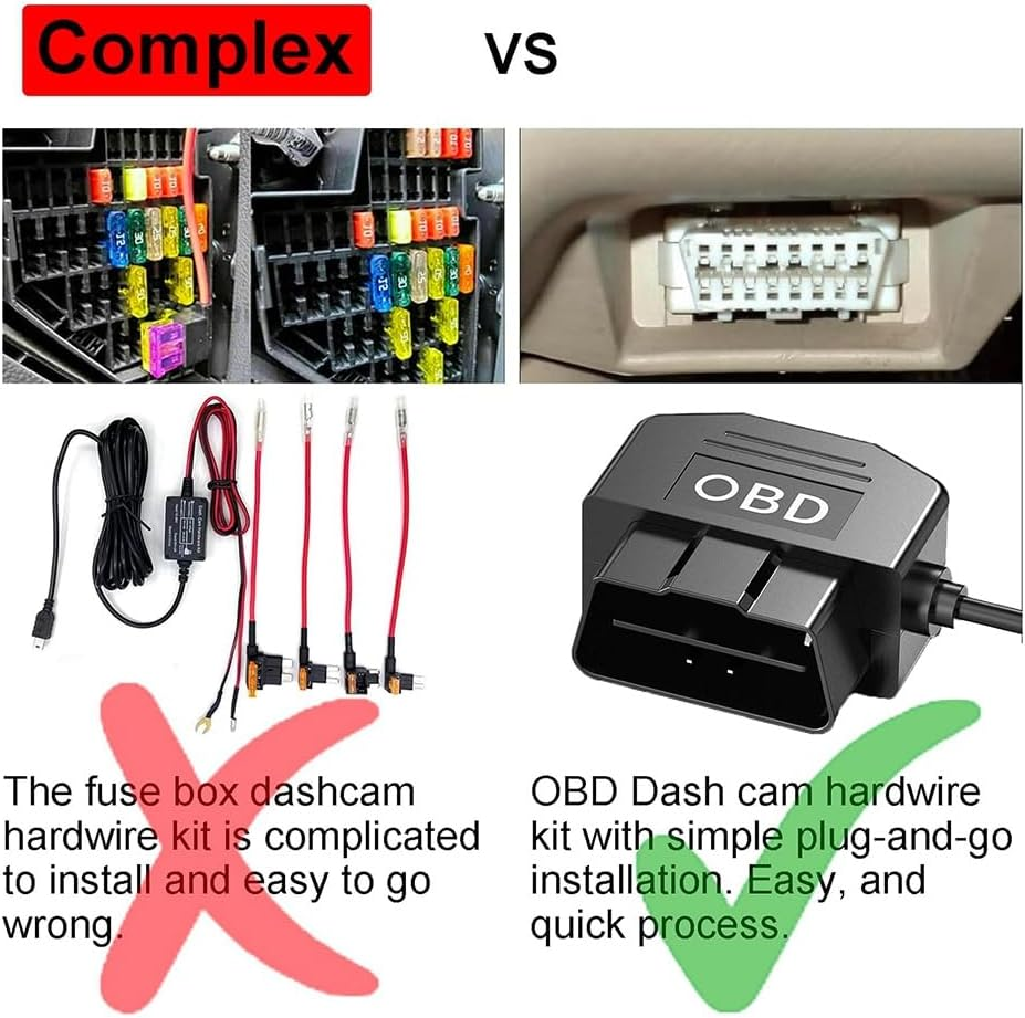 Dash Cam OBD Hardwire Set Dash Camera USB Type C Hardwire Kit with OBD Power Cable for Dashcam 12-24V to 5V/3A image number 4