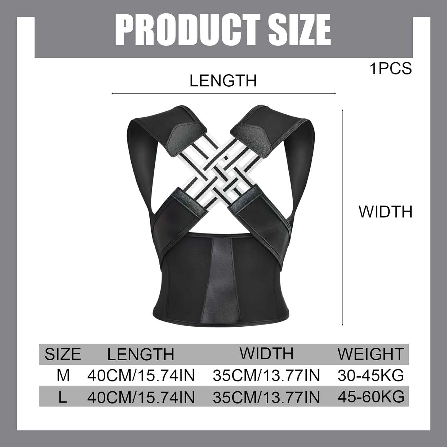 YSHIGUING Posture Corrector for Women Men, Stretchable Back Posture Corrector Belt for Relief Back Pain, Adjustable Shoulder Posture Corrector Upper Back Support for Office Home Gym (L) image number 4
