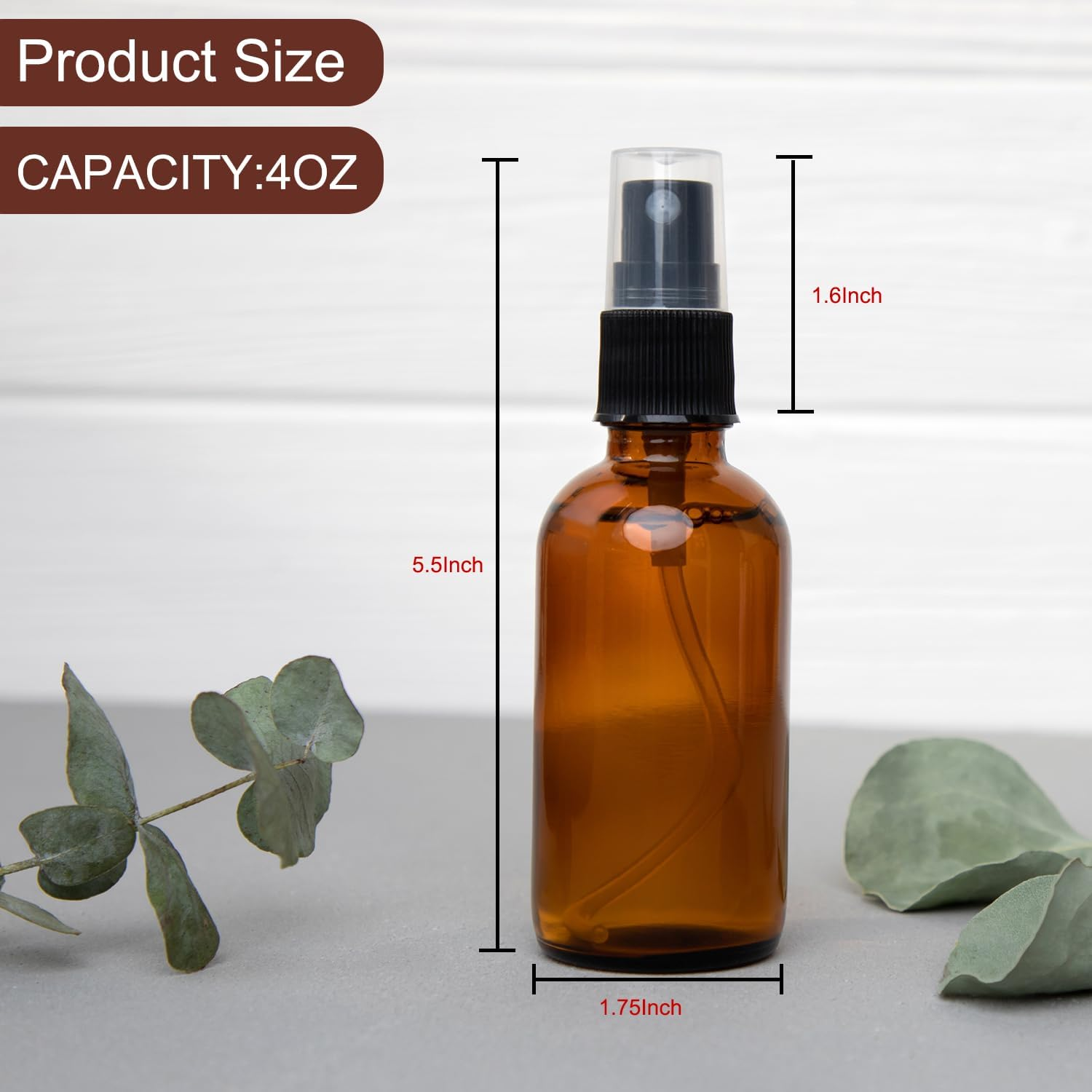 4 Oz Amber Glass Spray Bottles - Small Empty Fine Mist Spray Bottle for Essential Oil,Face - Mini Dark Spray Bottles With,Included 4 Sprinkler, 1Funnels,1 Droppers, 4 Labels image number 3