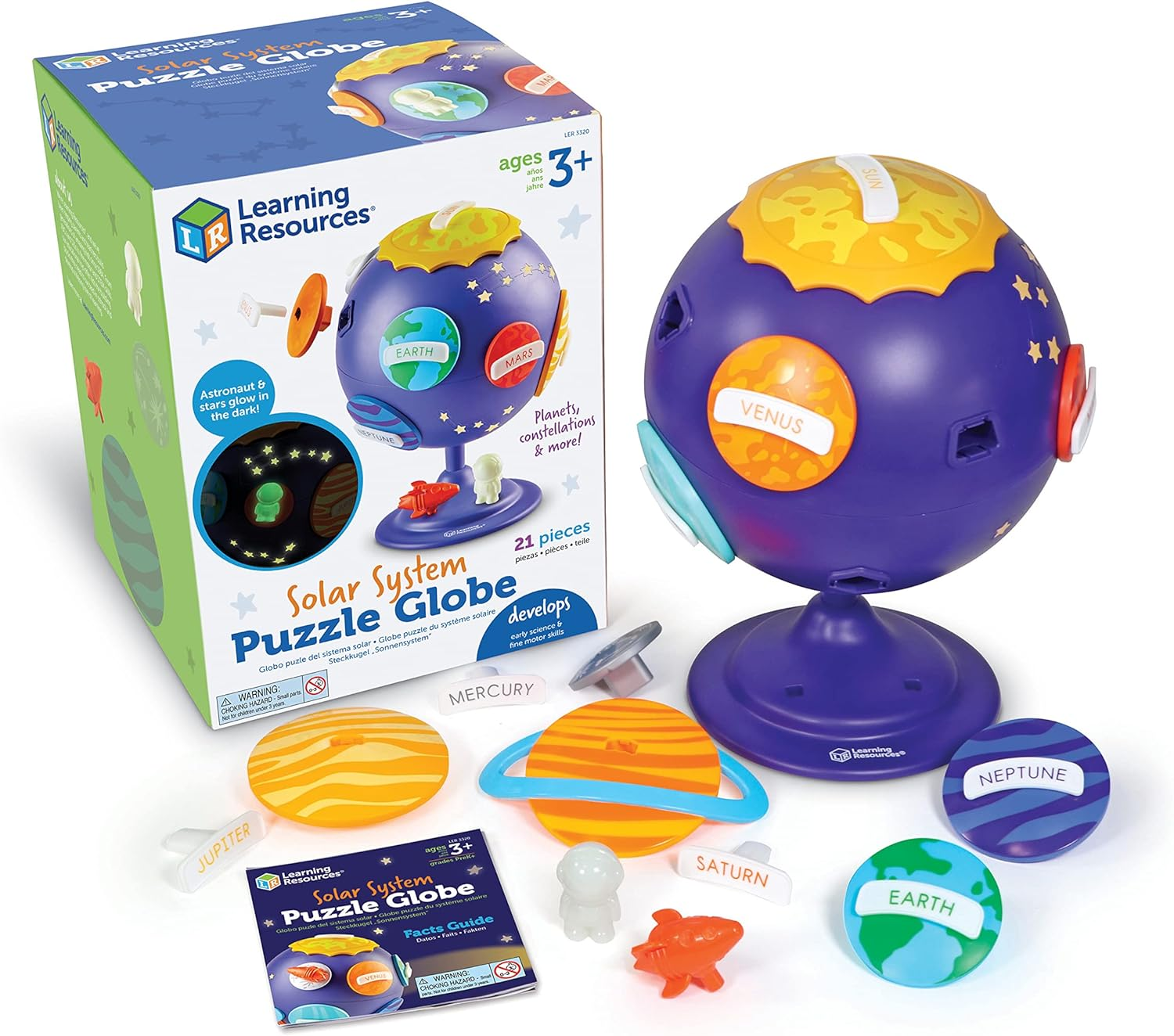 Learning Resources Solar System Puzzle Globe, STEM Toys for Kids, Space D&eacute;cor, Educational Toy, 21 Pieces, Age 3+ image number 4