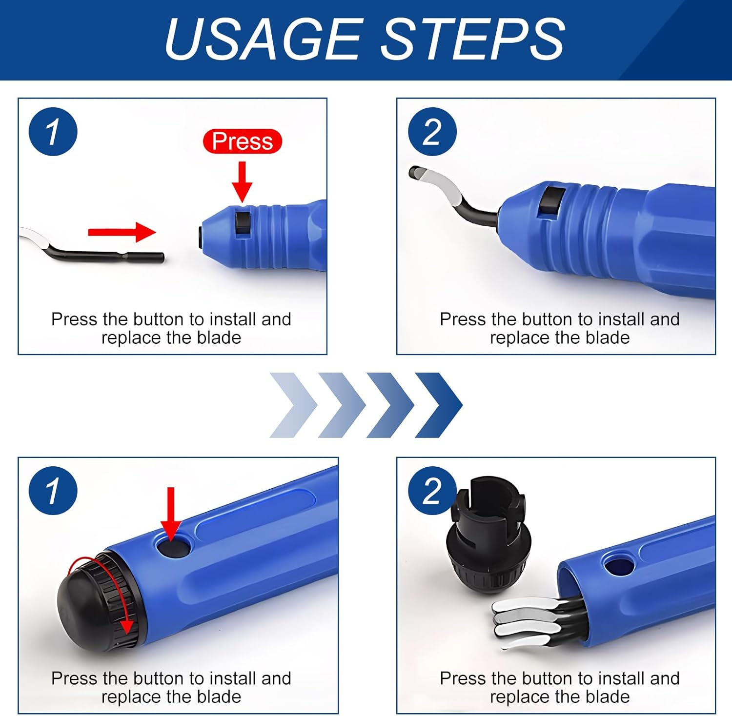 Deburring Tool Kit, Engraving Tools with 10 Pcs 360 Degree Rotary Replacement Blade, Removing Burr for Resin 3D Printing Metal Aluminum Copper Iron Brass Plastic - Normal image number 2