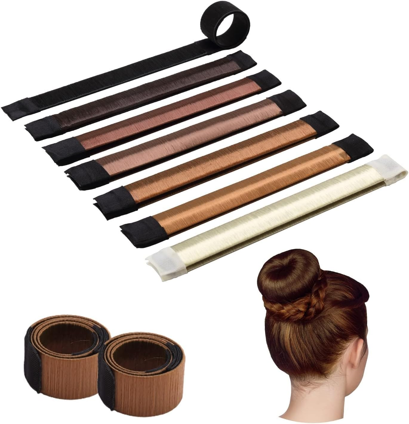 YOKONICOY Easy Snap-And-Roll Bun Hair Tool,4Pack Hair Bun Maker, Magic Bun Tool, Donut Hair, Perfect Bun Makers Hair Pins French Twist Donuts for Updos Kids Women Ballerina Bun Shaper Easybun