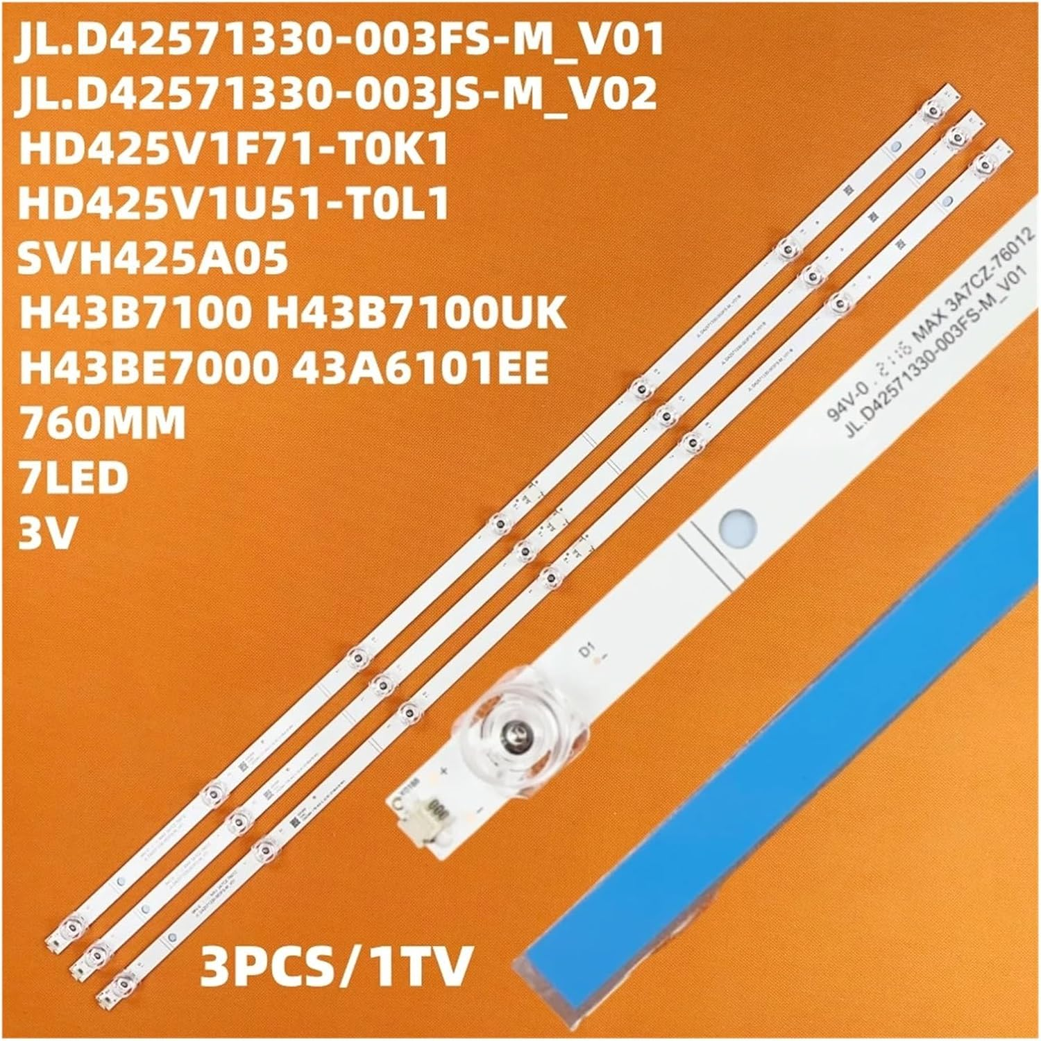 LED Backlight Strip for His-Nse 43A6101EE H43B7120 H43A5600 H43A5100 H43BE7000 H43B7100 H43B7100UK HL 43J802 SVH425A05 image number 3