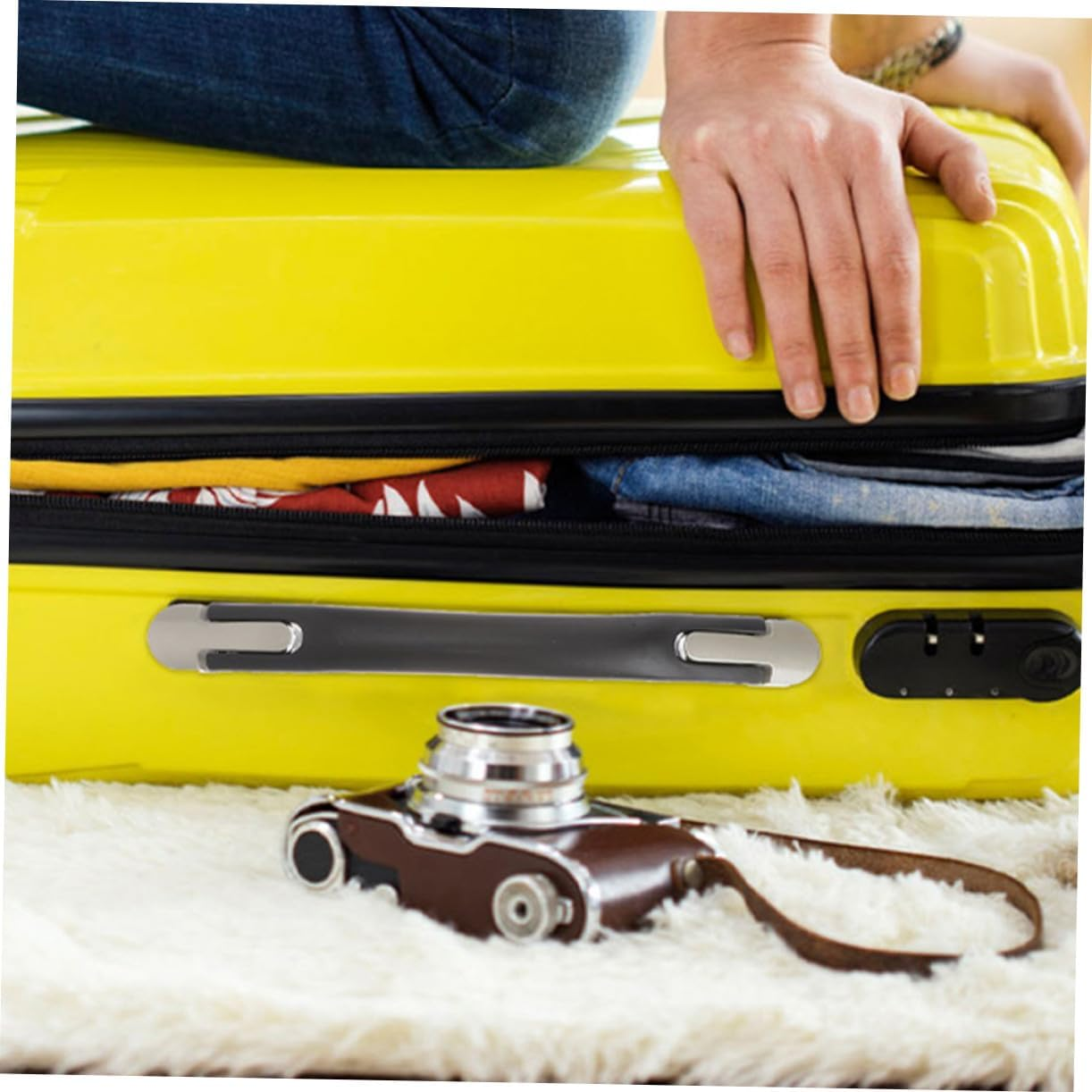 Holibanna 2Pcs Replacement Luggage Handles with Combination Lock Ergonomic Plastic Pull Grip for Suitcase Travel Bags Easy to Install Secure Carry Handles for Travel Gear