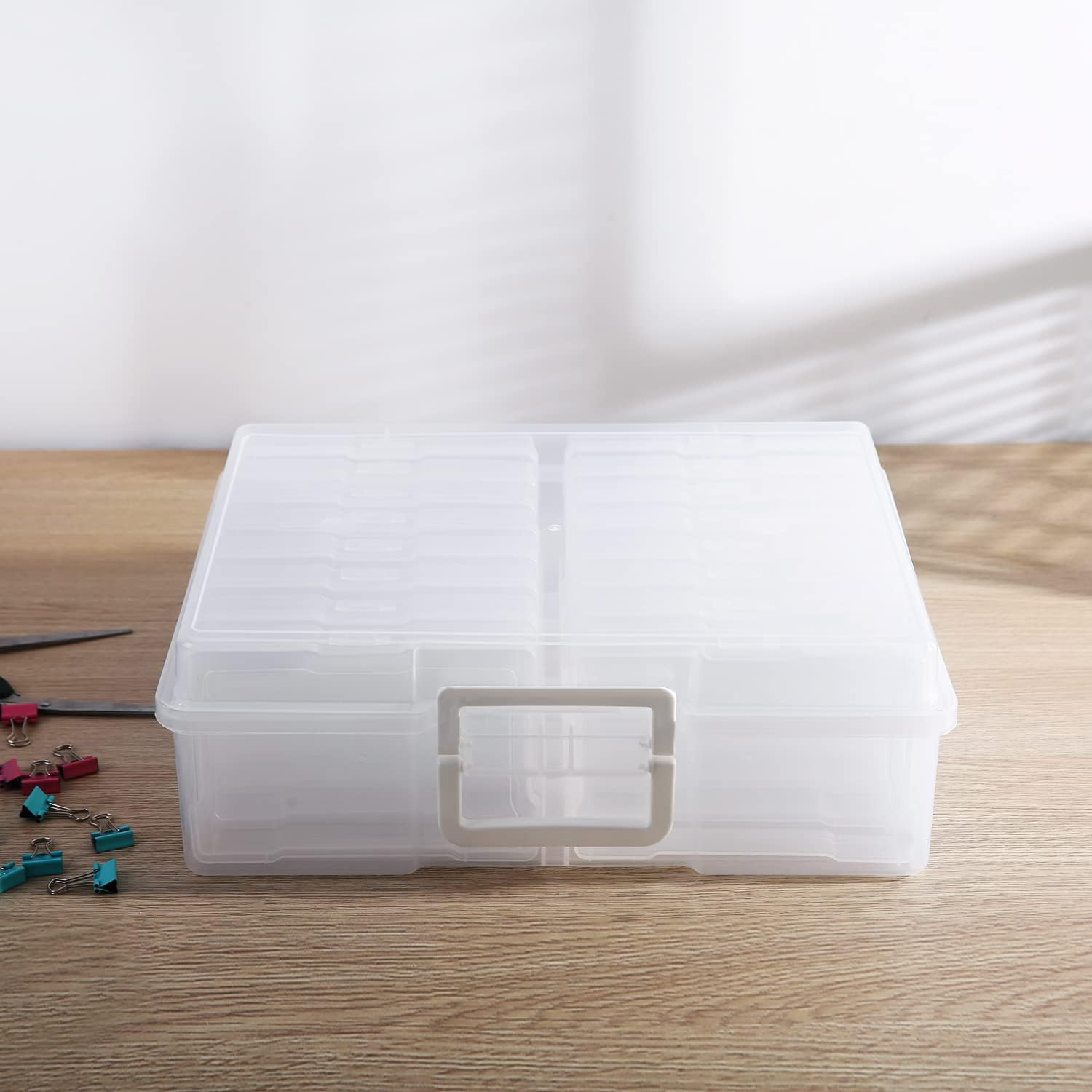 Naivees 4" X 6" Photo Storage Case with Handle, 16 Inner Photo Organizer Keeper, Extra Large Storage Picture Boxes, Transparent Craft Keeper (16 Pack Inner Box) image number 6