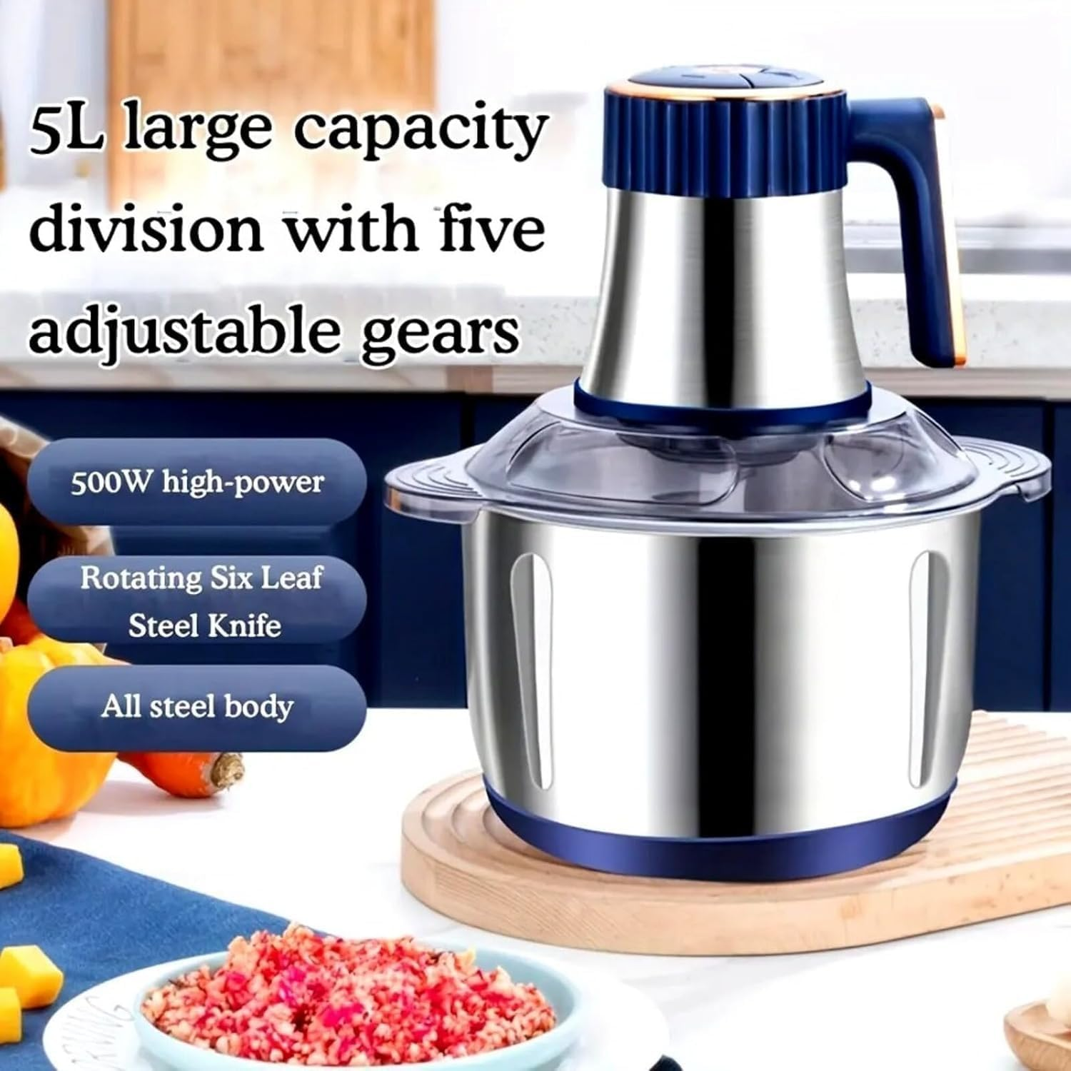 5L Electric Meat Grinder Mincer Mixer Blender Food Chopper Processor Blenders image number 2
