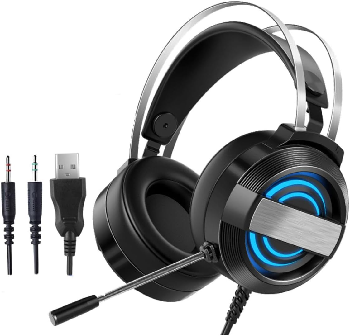 HOLIDYOYO Gaming Headphone with Microphone Wired Noise Reduction Headset for Pc Computer Gaming Over-Ear Head-Mounted Headset Comfortable Black Standard Edition Suitable for E-Sports image number 5