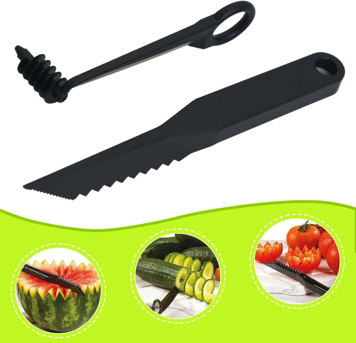 FLYTIN V-Shaped Knife Spiral Cutter, Serrated Fruit Vegetable Cutter Tool for Kitchen Decorating, Food-Safe Small Kitchen Gadget Easy to Use image number 6