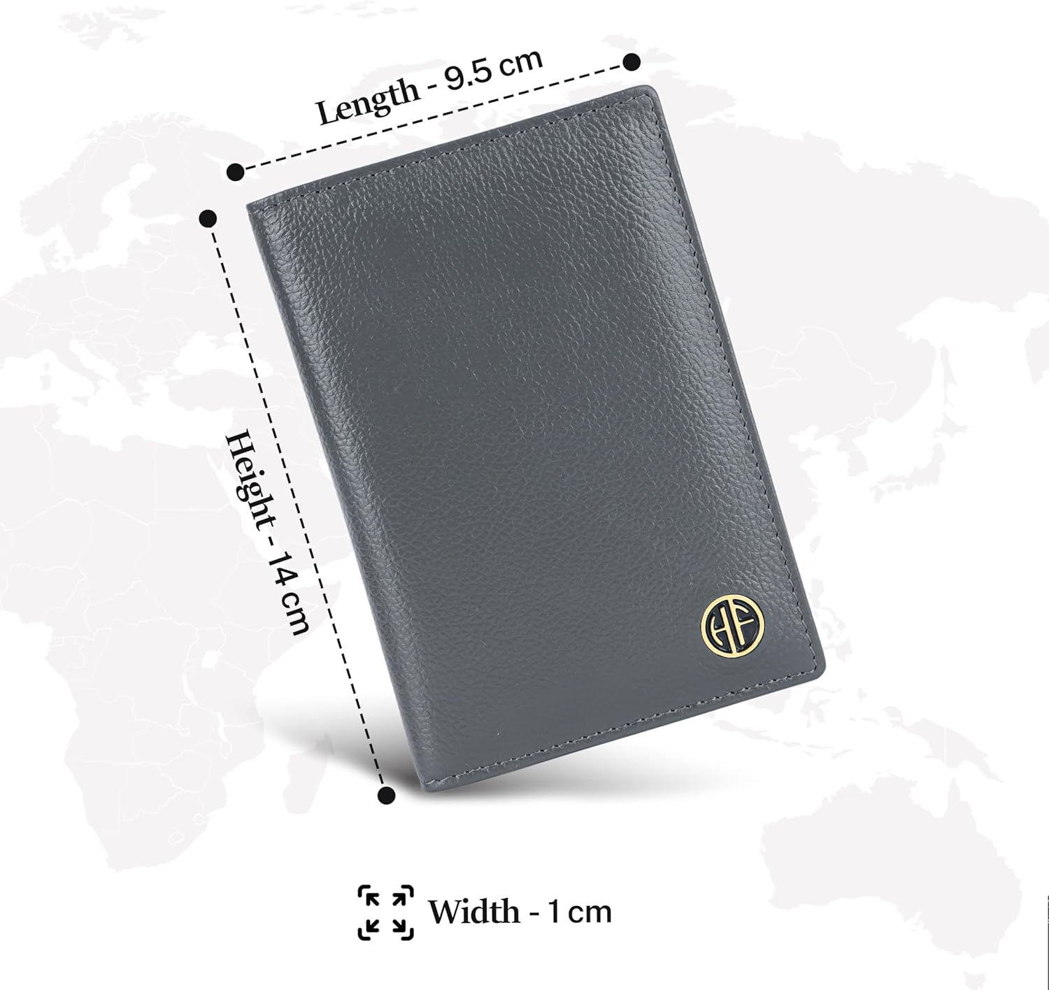 HAMMONDS FLYCATCHER Leather Unisex Passport Holder, Graphite Grey, Minimalist - Croc Blue image number 2