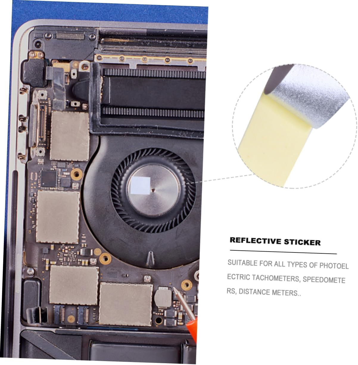 Abaodam 12Pcs Reflective Sticker Strips for Photo Tachometers High Reflectivity Adhesive Tape for Speedometer and Tachometer Compatible with Optical Measurement Devices image number 4