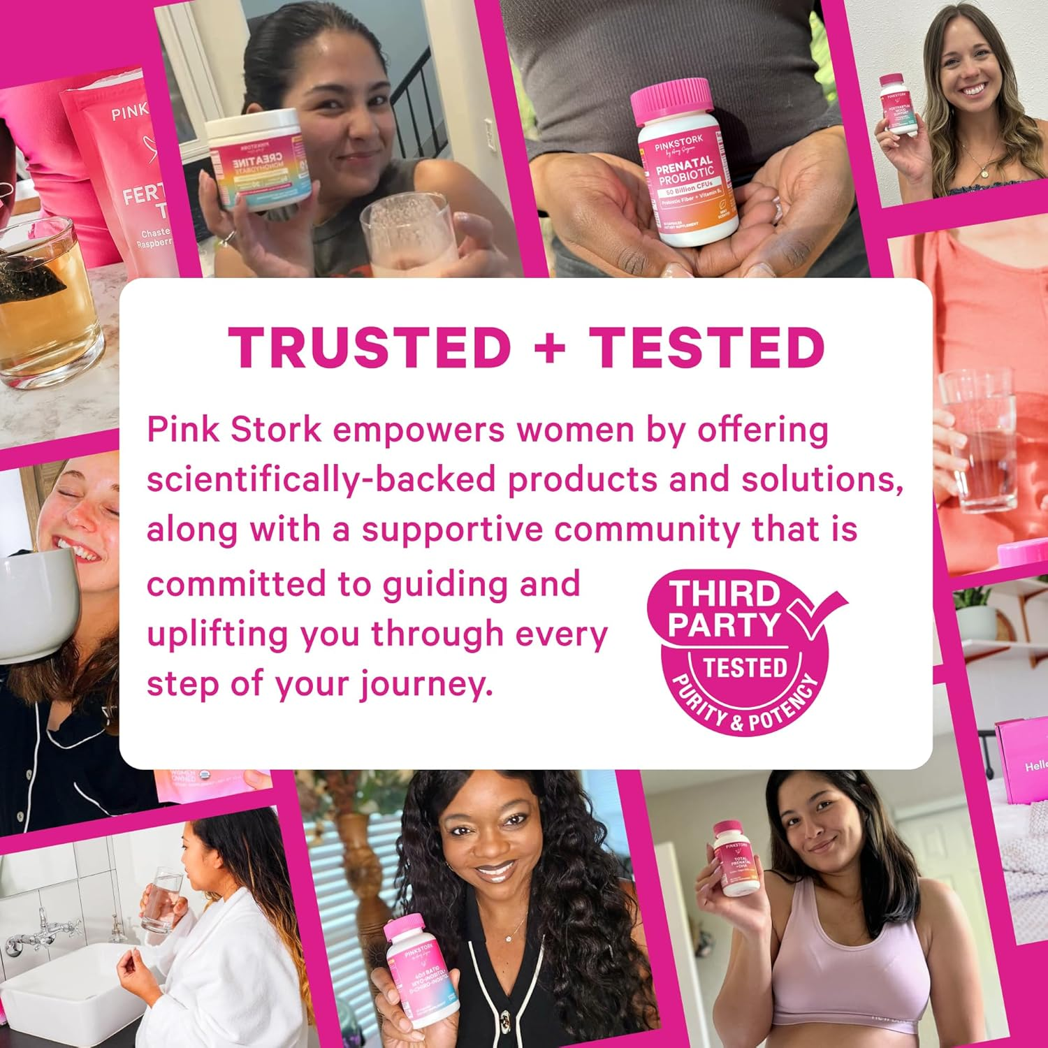 Pink Stork Postpartum Hair Loss Gummies: Hair Skin and Nails Vitamins, Postnatal Vitamins, Biotin for Hair Regrowth + Strengthening, Postpartum Essentials for Moms, Women-Owned, 60 Strawberry Gummies image number 1