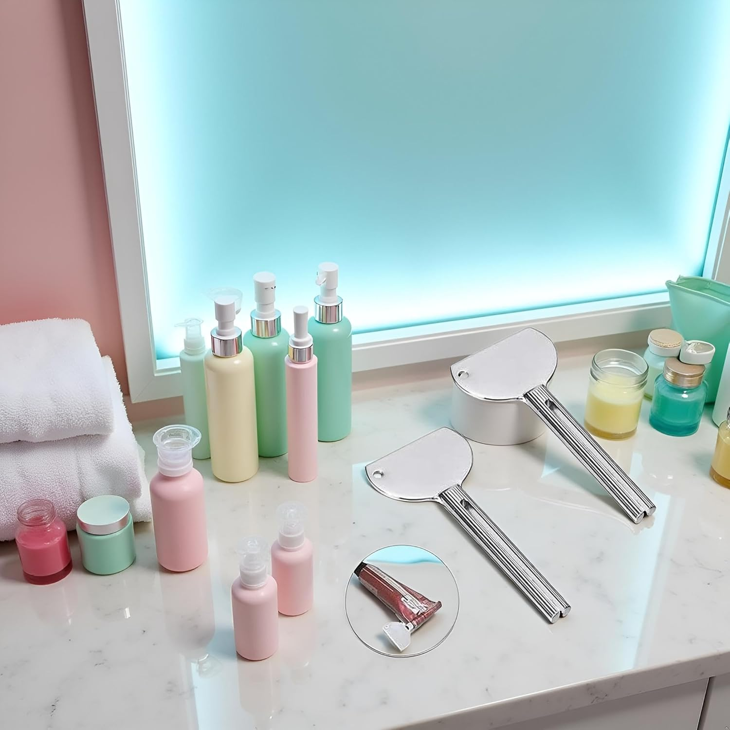 2Pcs Stainless Steel Tube Squeezer Keys - Metal Toothpaste Roller with Ergonomic Grip | Salon-Grade Durable Squeezing Tool for Toothpaste, Cream Tubes and Home Use image number 1