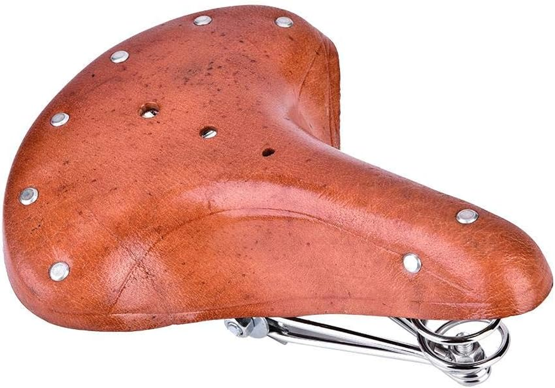 Retro Bicycle Saddle Vintage Mountain Bike Road Bike Saddles Bicycle Seat Made of PU Leather Comfortable Trekking Bike Seat 26 X 21.6 X 10 Cm image number 4