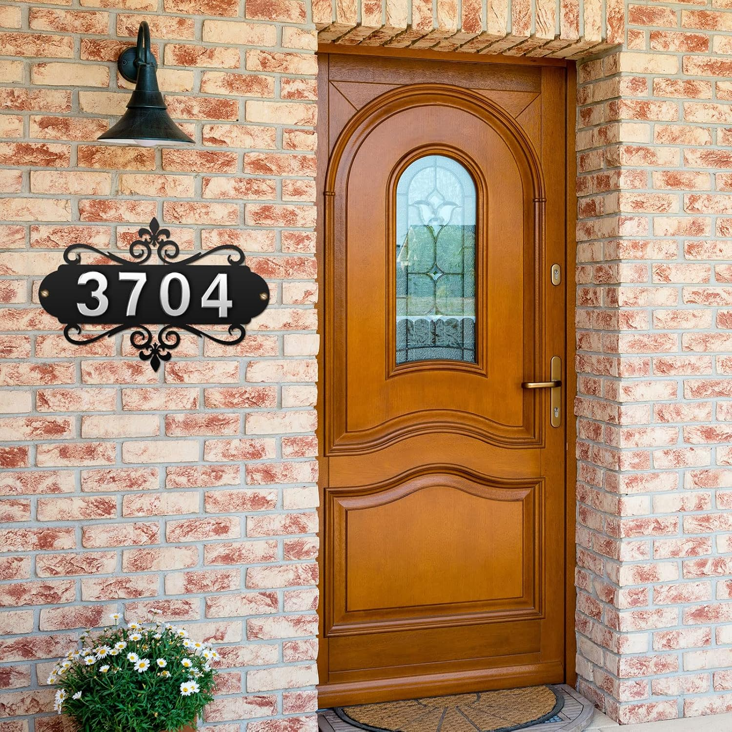 House Address Plaques Metal Address Sign Mailbox Number Personalized Address Signs for House Home Hotel Office Garden Decorative Wall Plaque (Delicate Style) image number 5