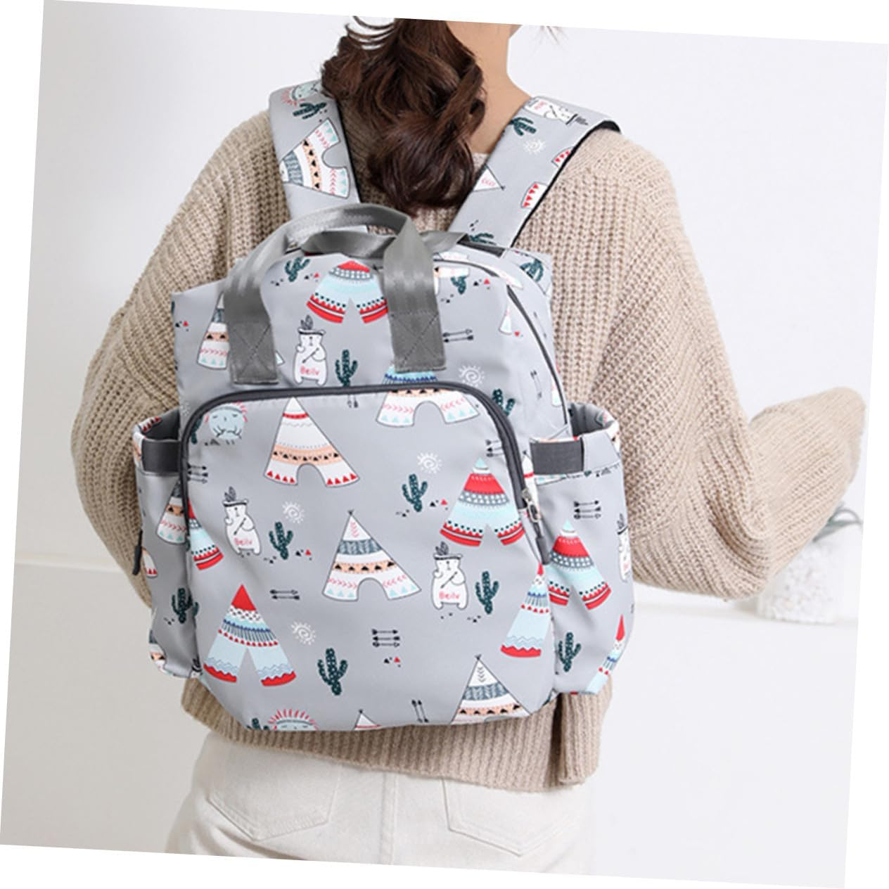 Nylon Diaper Backpack for Mom Large Capacity Travel Backpack Organiser Handbag and Stroller Compatible image number 6