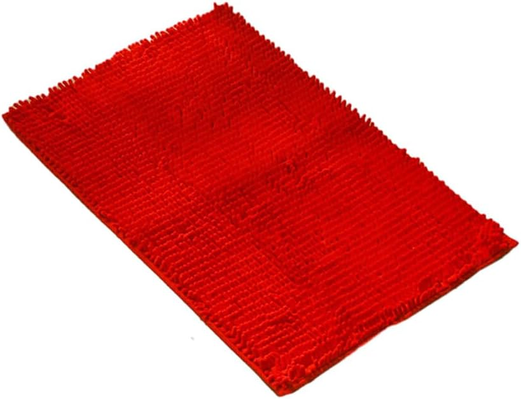 WUISOLQP Strong Water Absorption for Bathroom - Chenille Bath Rug Soft Texture Polyester Absorbent Floor Mat Bath Mat Bedroom, Red, 40Cm*60Cm image number 3