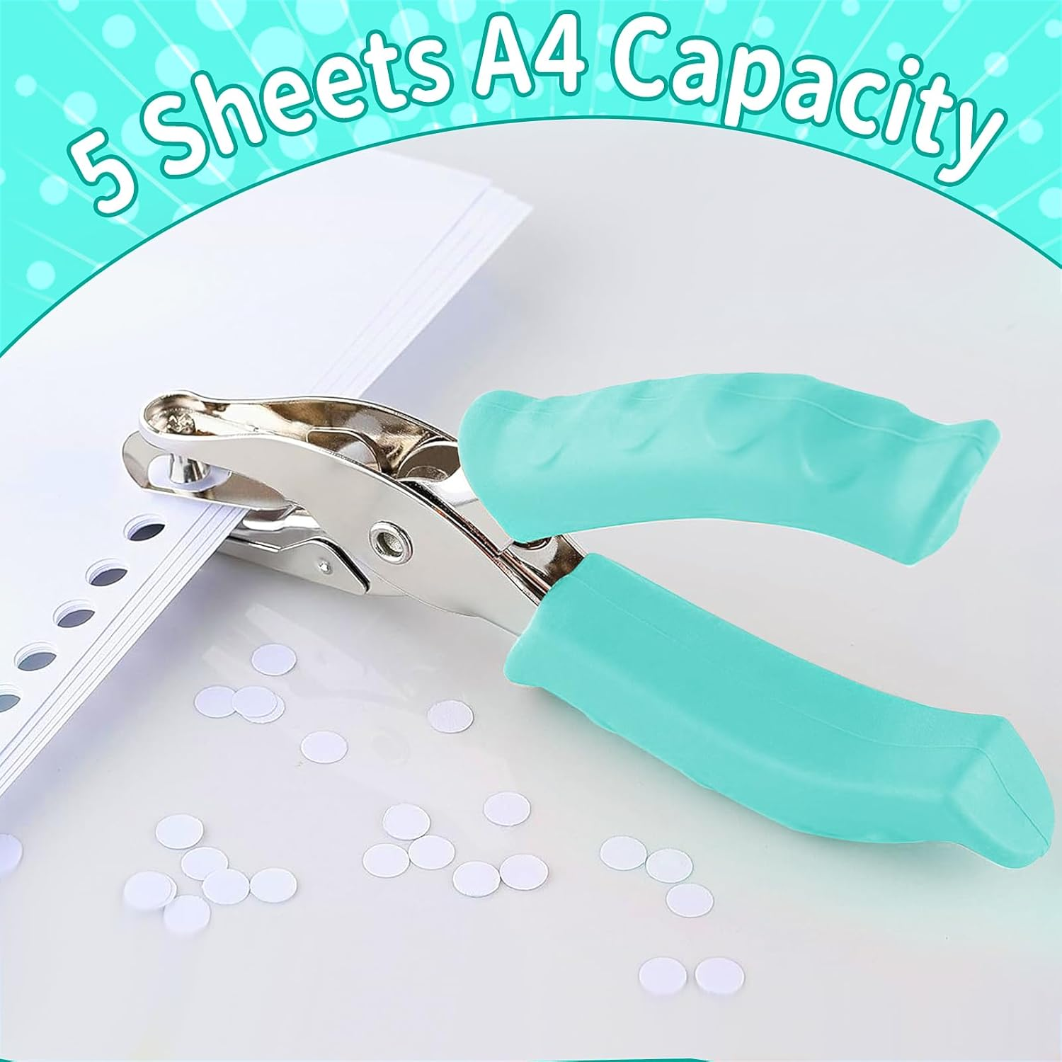 Single Hole Punch, 1/4'' Hole Puncher, Metal One Hole Puncher for Crafts, Circle Hole Punch Shape with Soft Grip Handle, Small Single Hole Punch for Scrapbooking, Paper Hole Puncher for Card Making image number 2