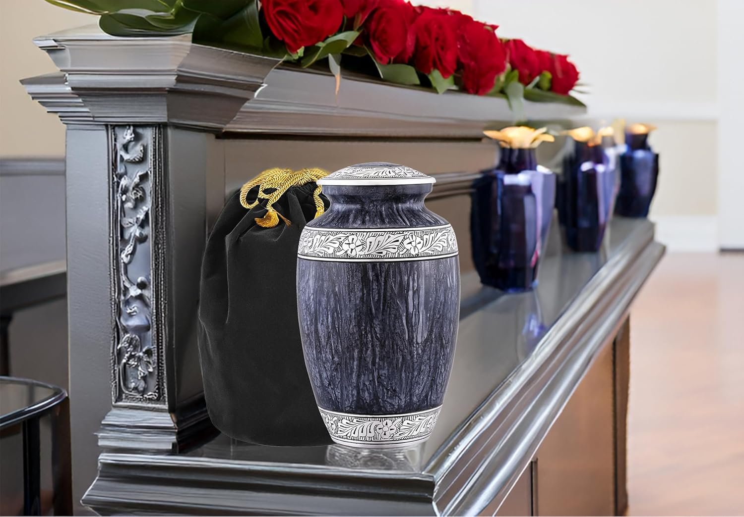 Cremation Urn for Human Ashes &ndash; Large Adult ERN for Ashes &ndash; Funeral Urn for Men & Women &ndash; Memorial ERN for Loved Ones &ndash; Burial Urn for Home, Columbarium, or Funeral Service (Grey, Adult) image number 3